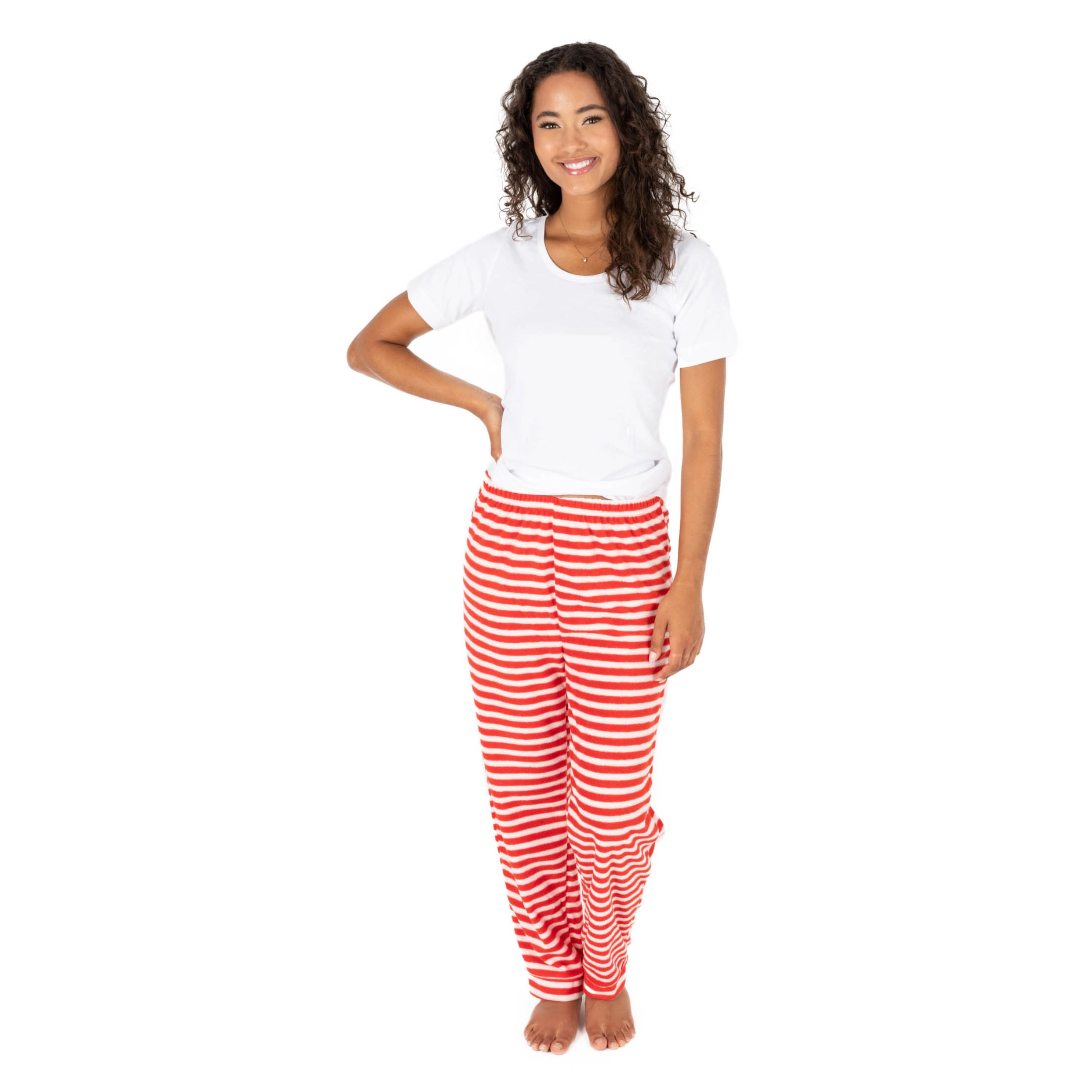 Leveret Women's Holiday Striped Fleece Pants