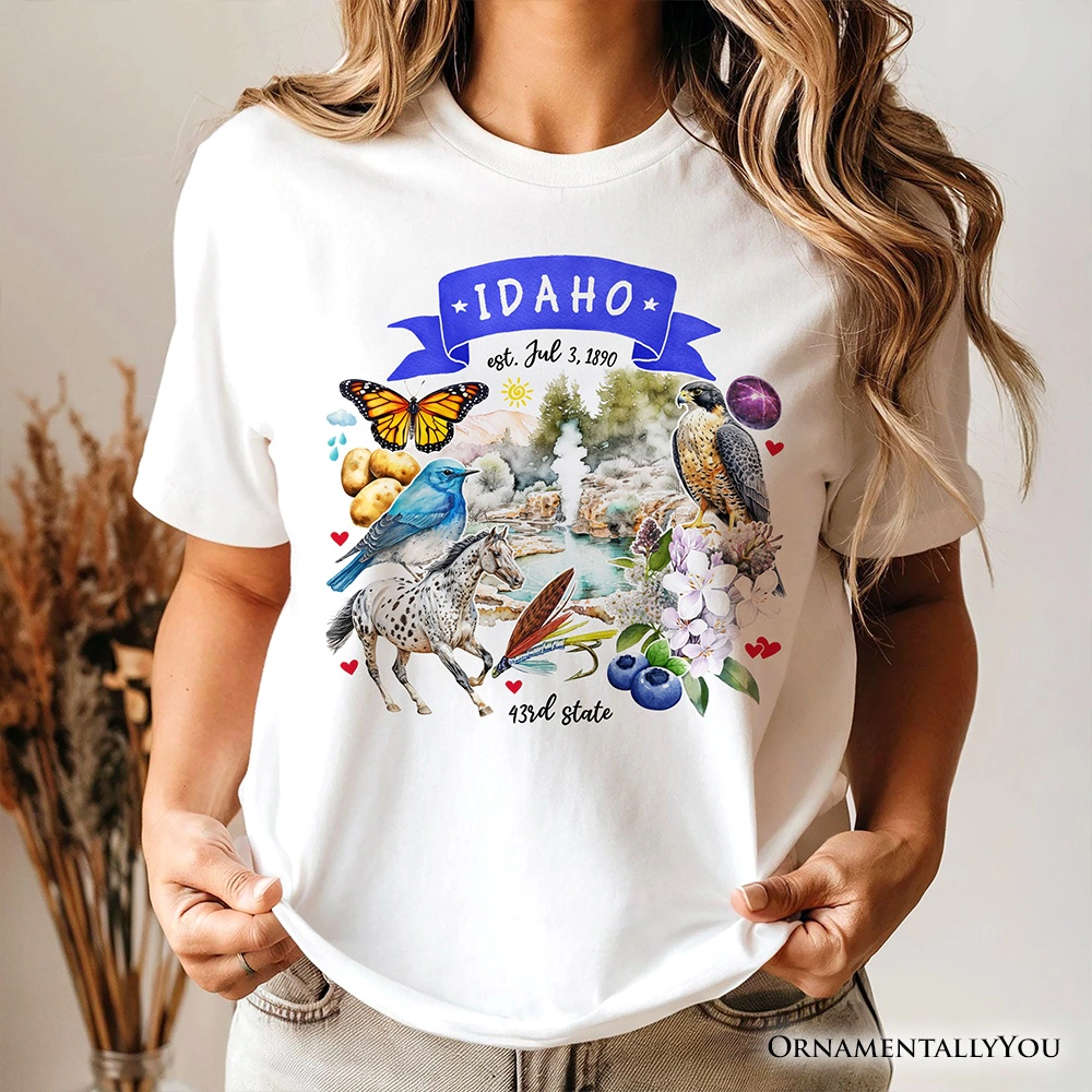 OrnamentallyYou Unisex Artistic Idaho State Themes And Landmarks T-Shirt