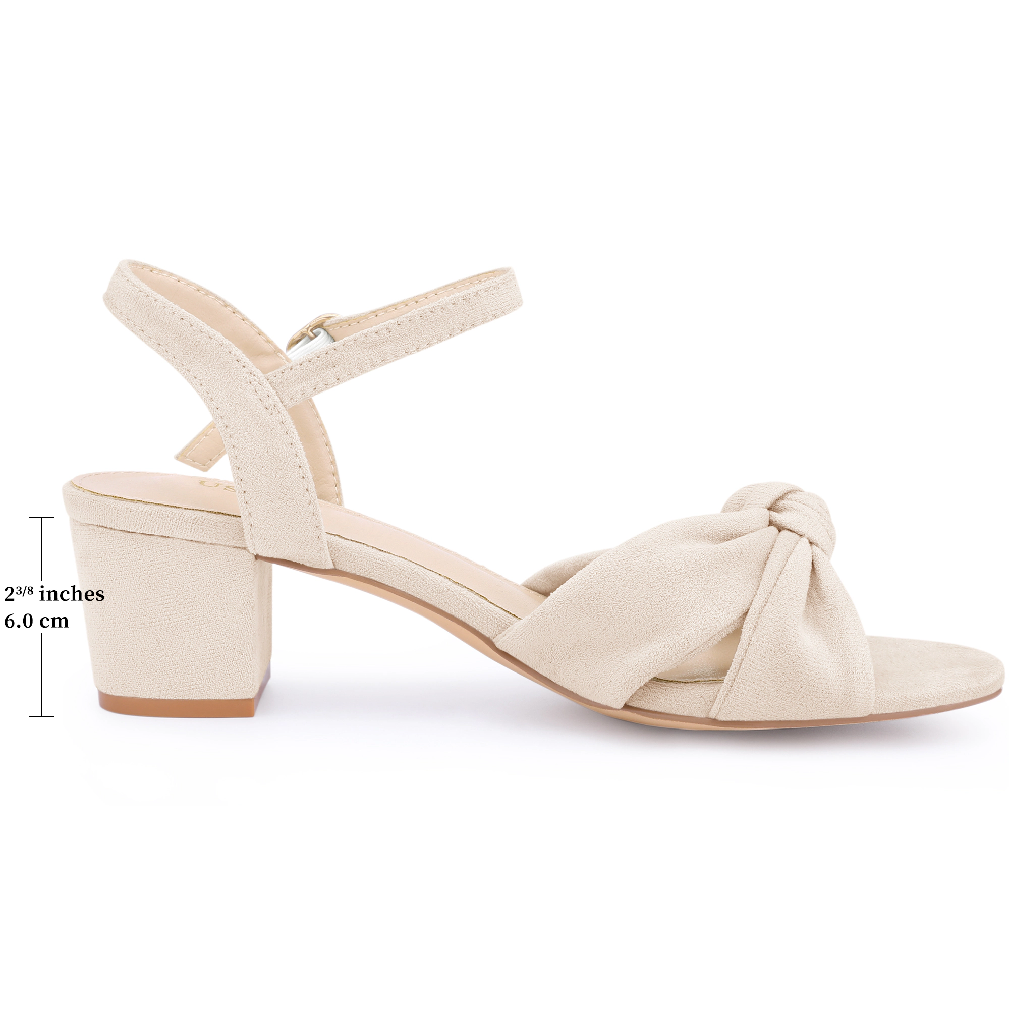 BLISSFUL STEP Women's Bow Knot Chunky Heel Slingback Strap Sandals