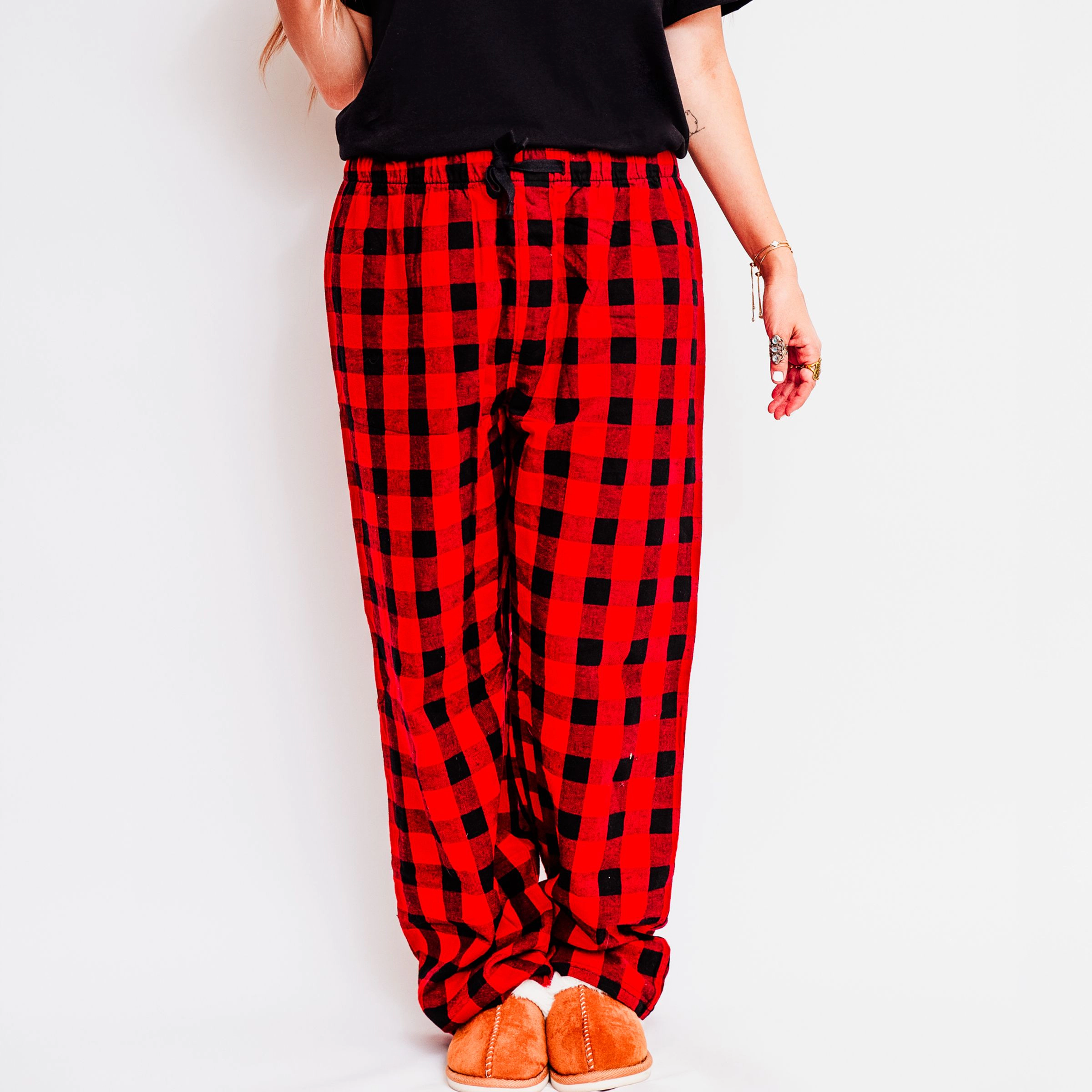 Simply Sage Market - Women's Plaid Pants and Tee Set North Pole Varsity Outlines