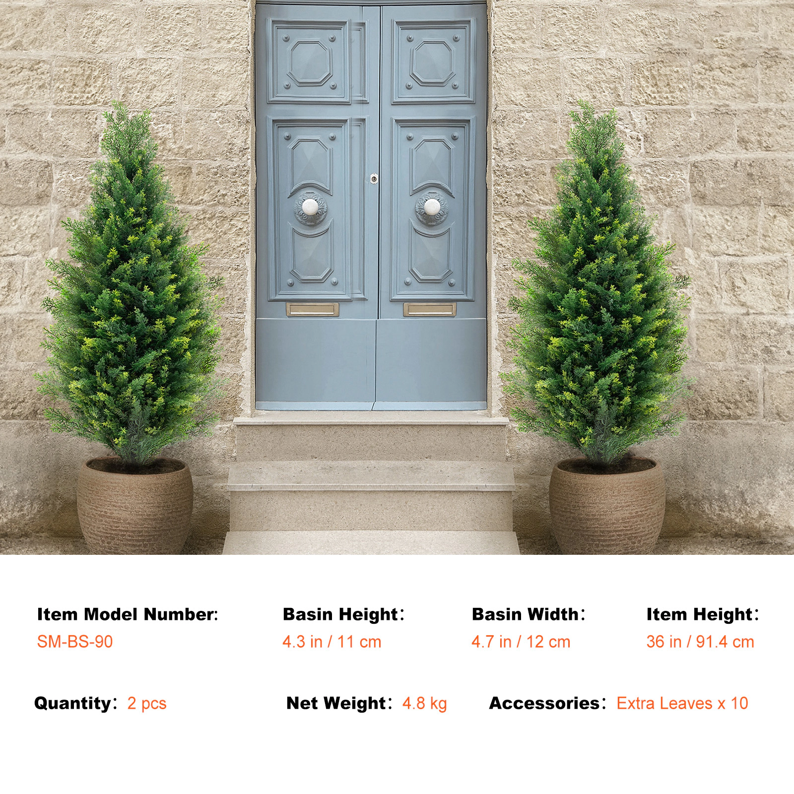 HONGGE Artificial Topiary Cedar Trees Faux Pine for Decor
