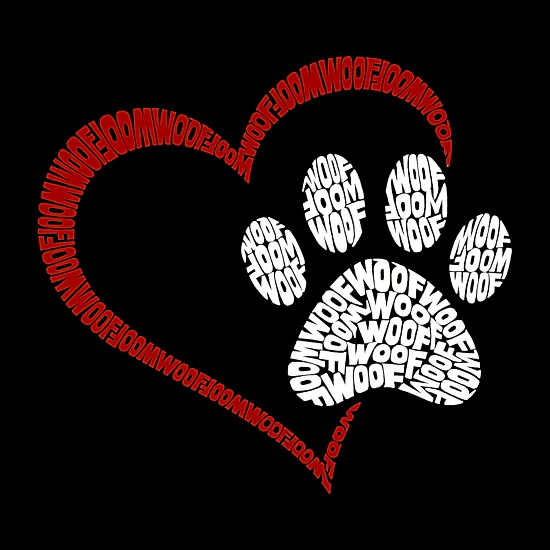 LA Pop Art Girls Word Art Hoodie - Paw Heart