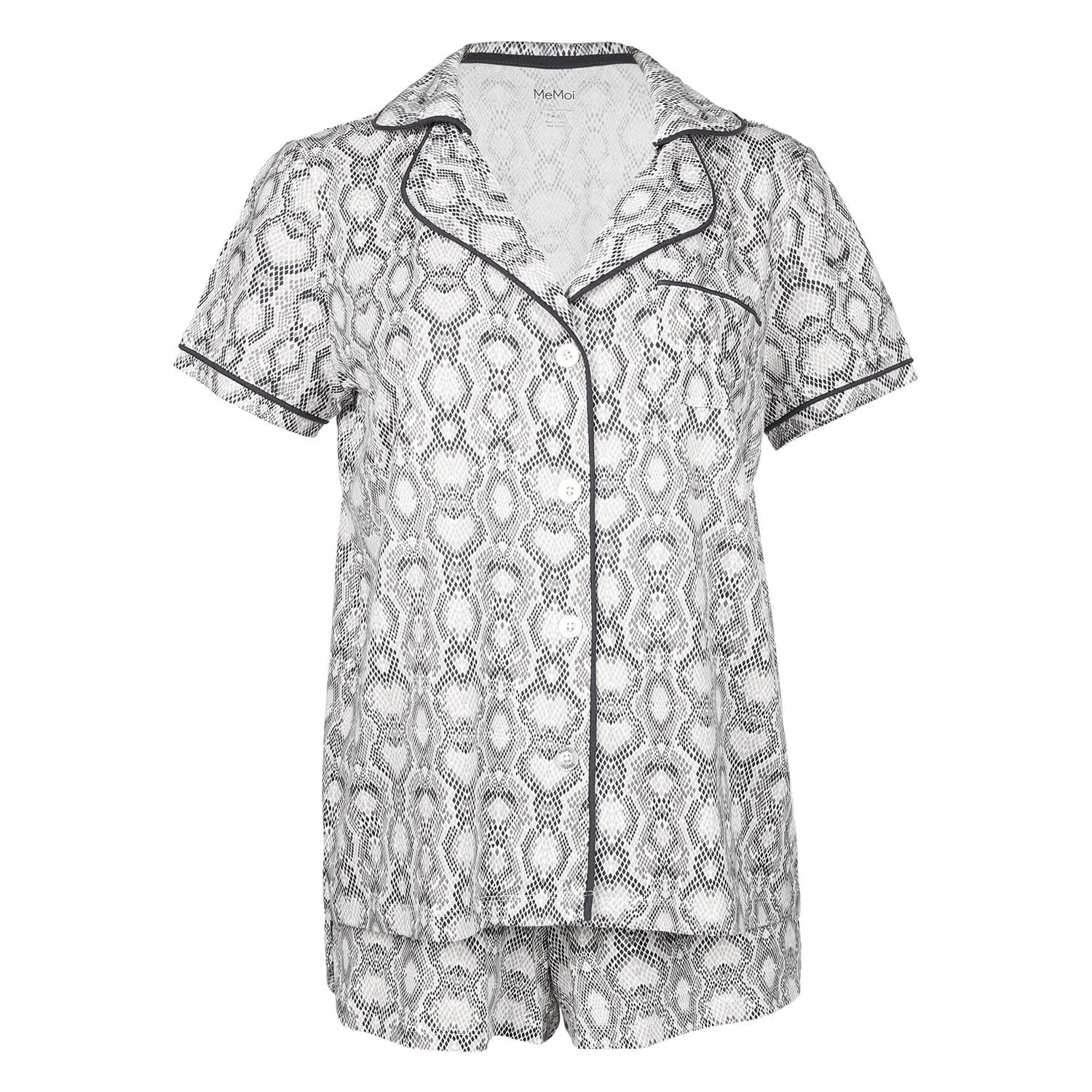 MeMoi Women's Snake Notch Collar Cotton Blend Pajama Set
