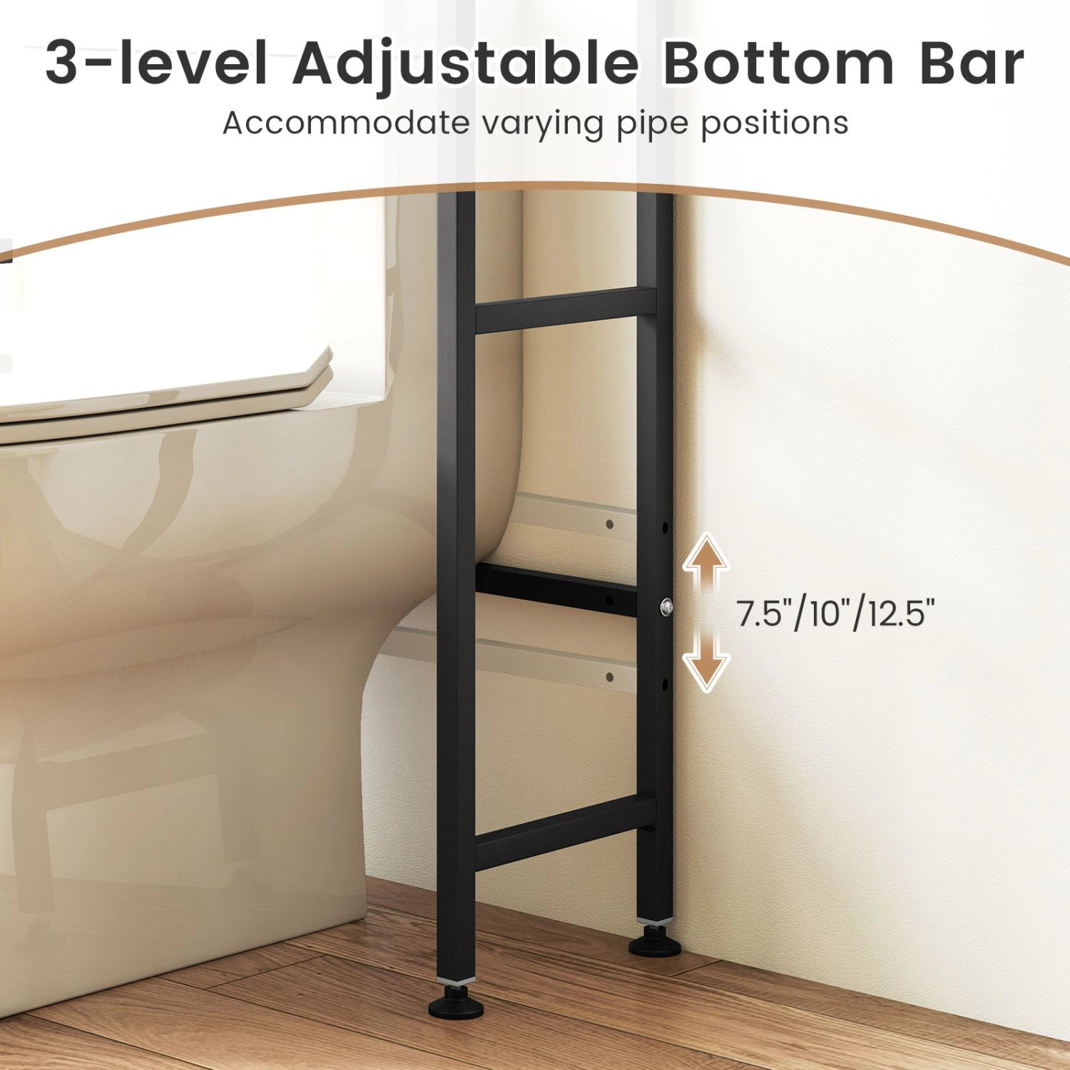 SlickBlue Over Toilet Storage Cabinet with Shelves and Hooks
