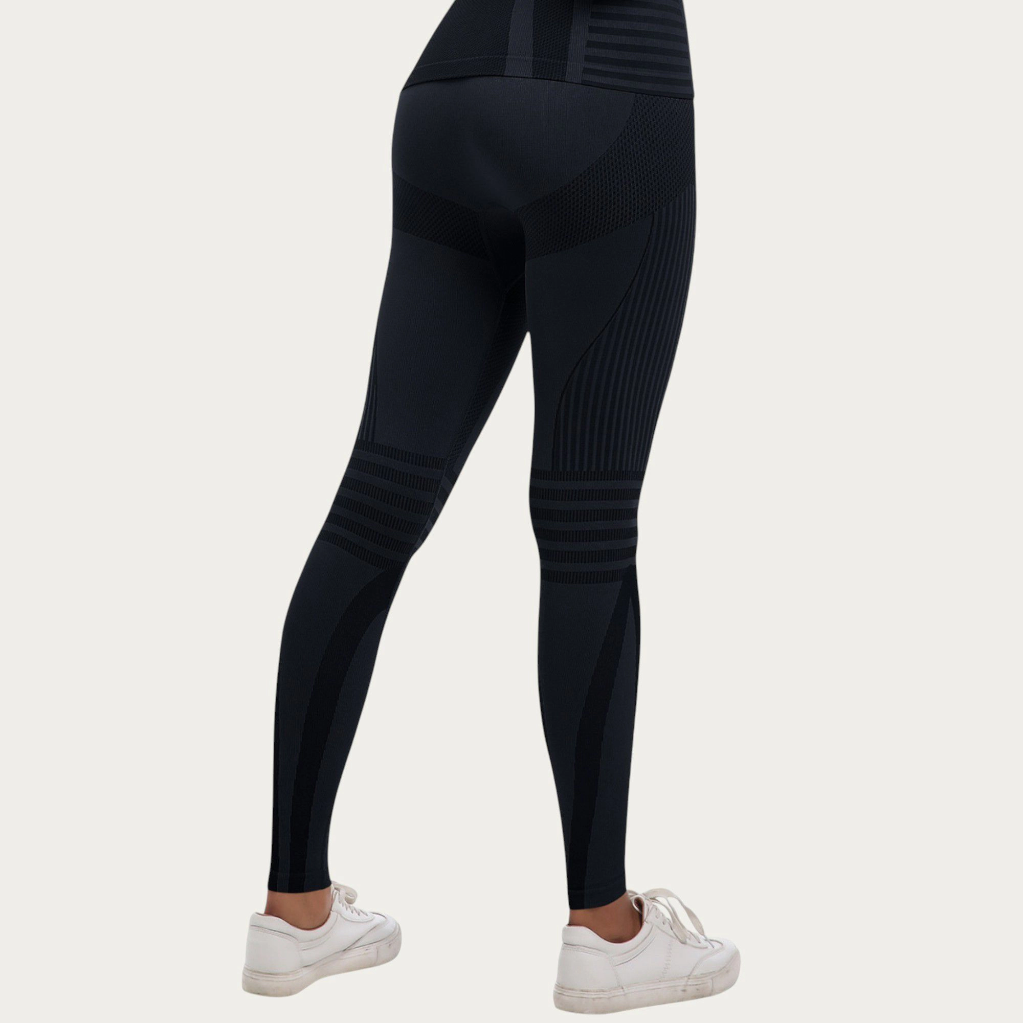 Anna-Kaci Active Women's Seamless High Waist Ribbed Leggings with Sculpting Contour Panels and Compression Fit