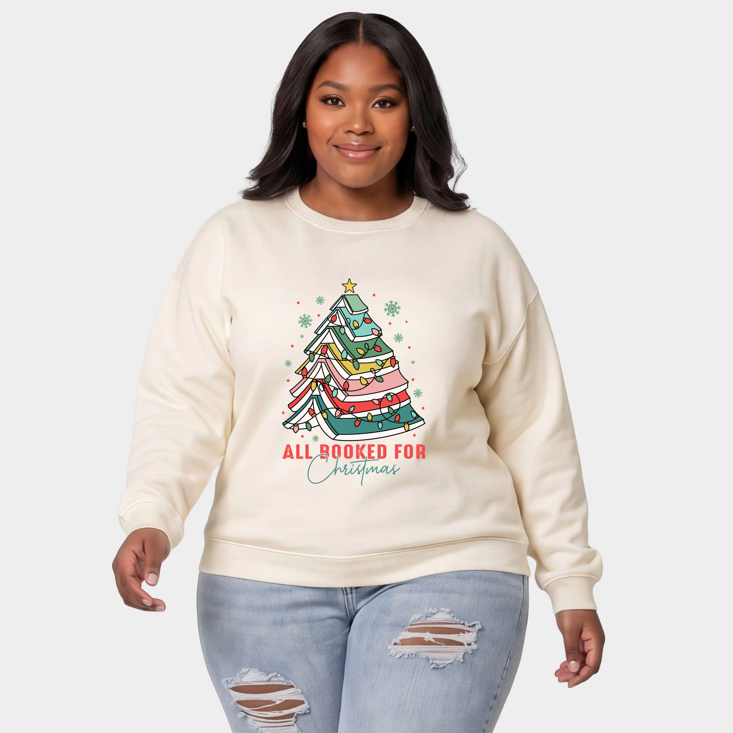 Simply Sage Market - Women's Plus Sweatshirt All Booked For Christmas