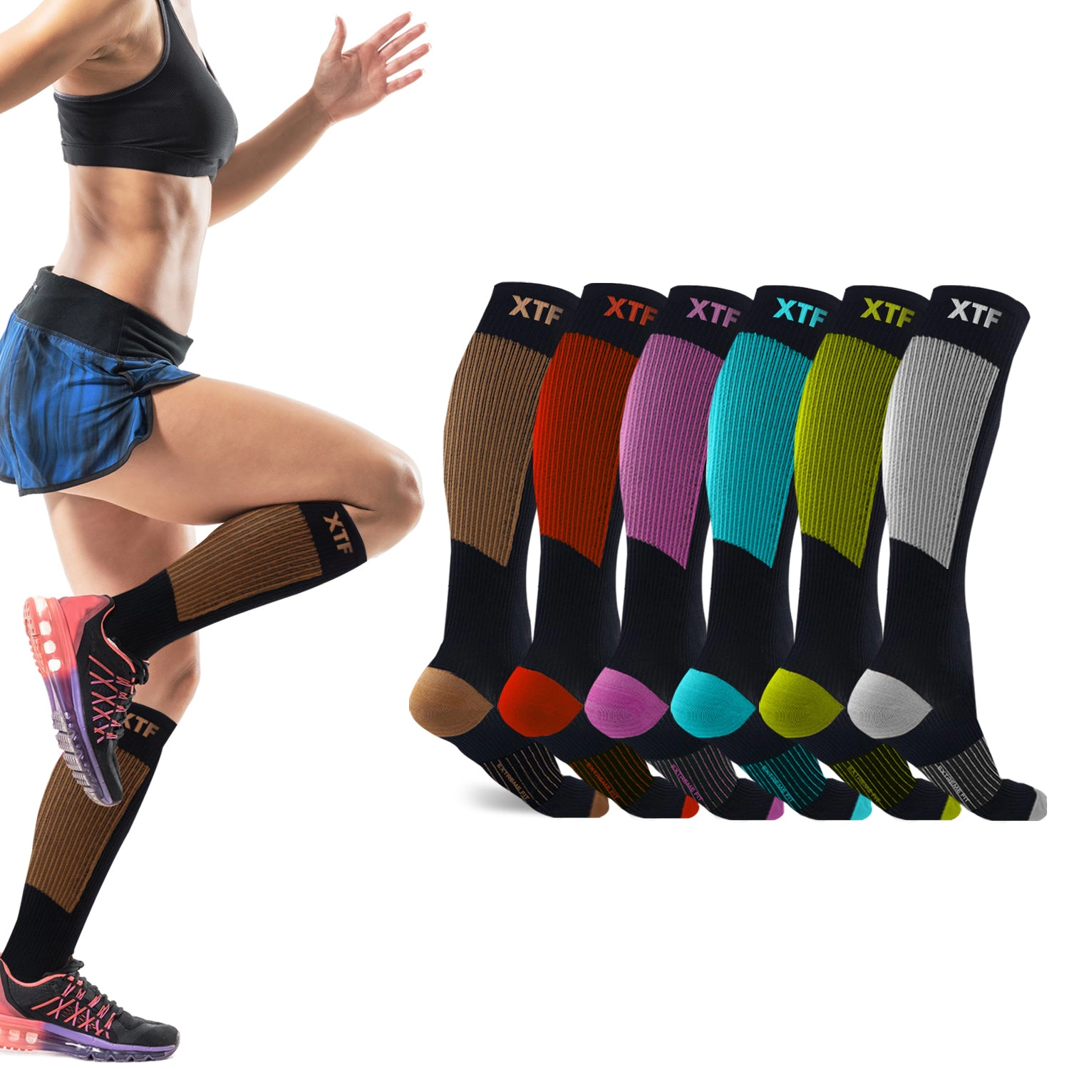 Extreme Fit Copper Compression Socks for Men & Women - 6 Pair