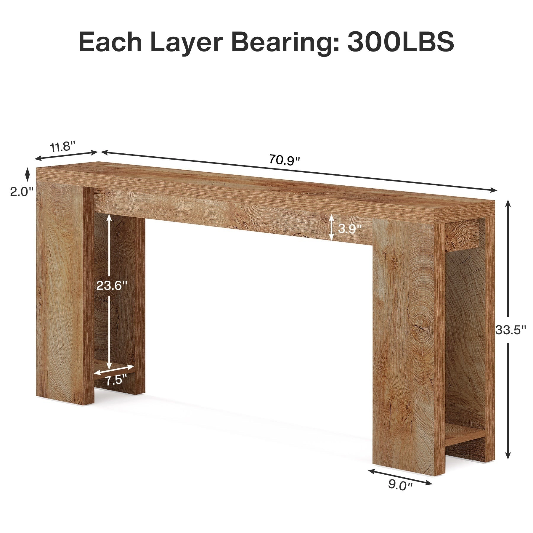 Tribesigns 70.9" Wood Console Table, Farmhouse Sofa Table Entryway