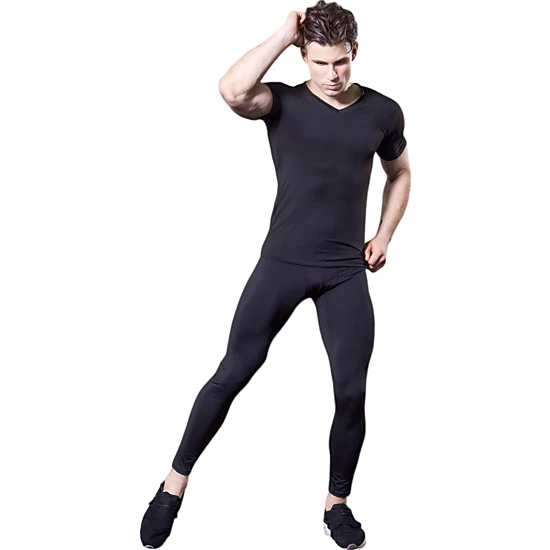 Anna-Kaci Men's V-Neck Short Sleeve Athletic Shirt with Stretch Fabric and Fitted Silhouette