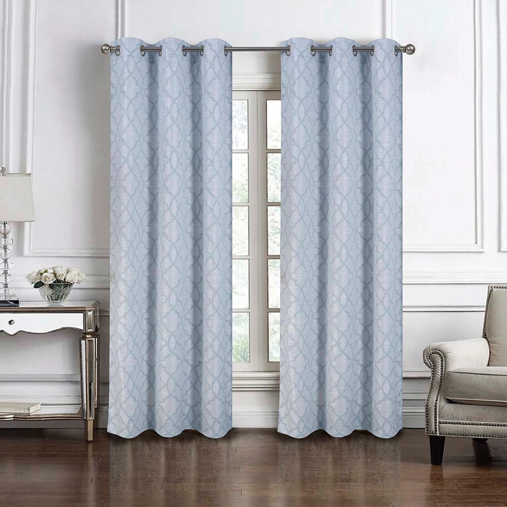 RT Designers Collection Brookfield Jacquard High Quality Light Filtering Grommet Curtain Panel 54" x 90" Dark Blue