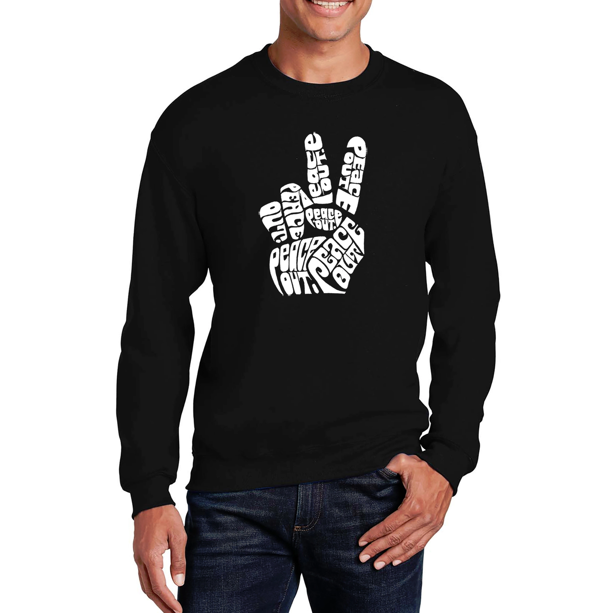 LA Pop Art Peace Out - Mens Word Crew Sweatshirt