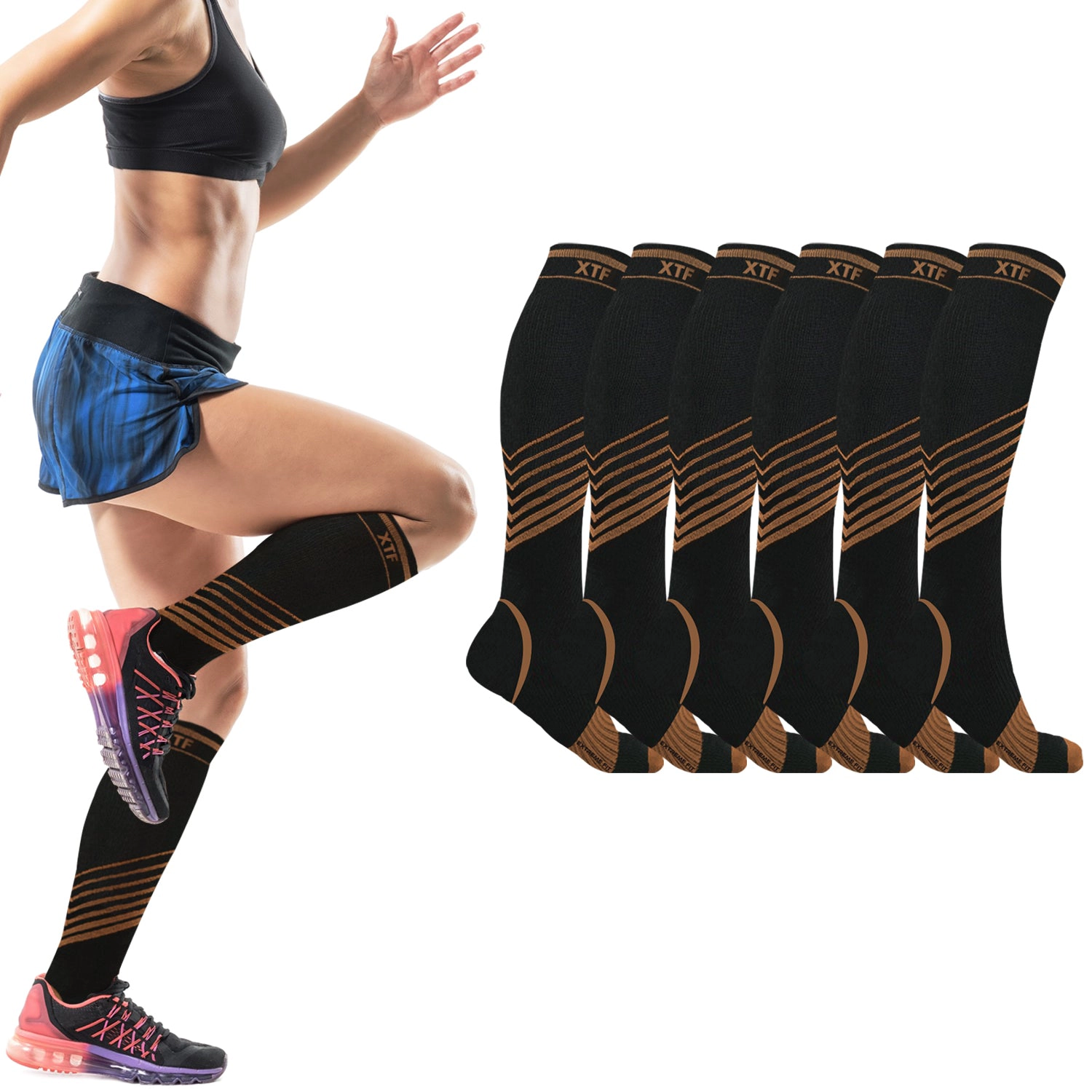 Extreme Fit Copper Compression Socks - Knee High For Running