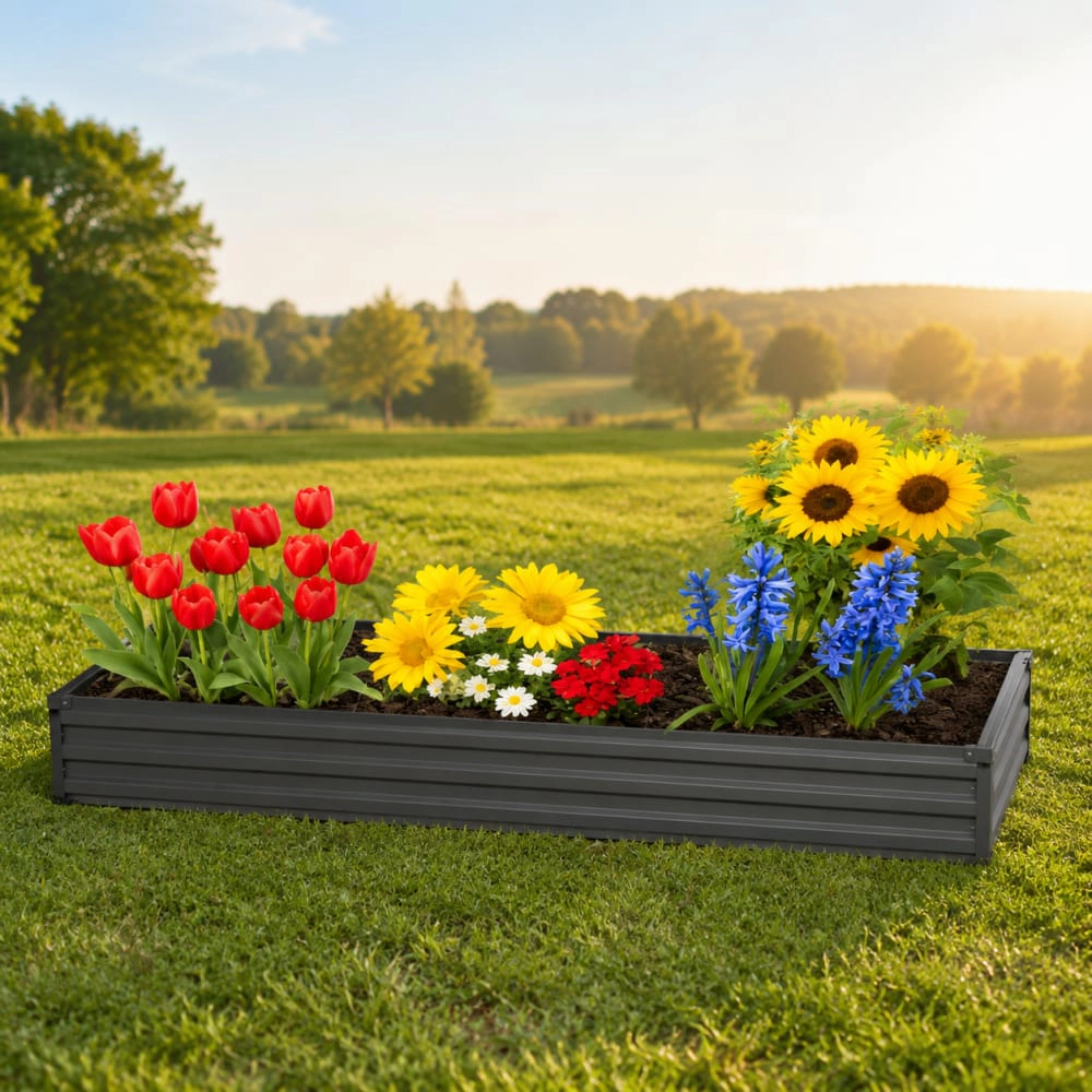WOW PIONEER Long Rectangular Steel Raised Planter Box