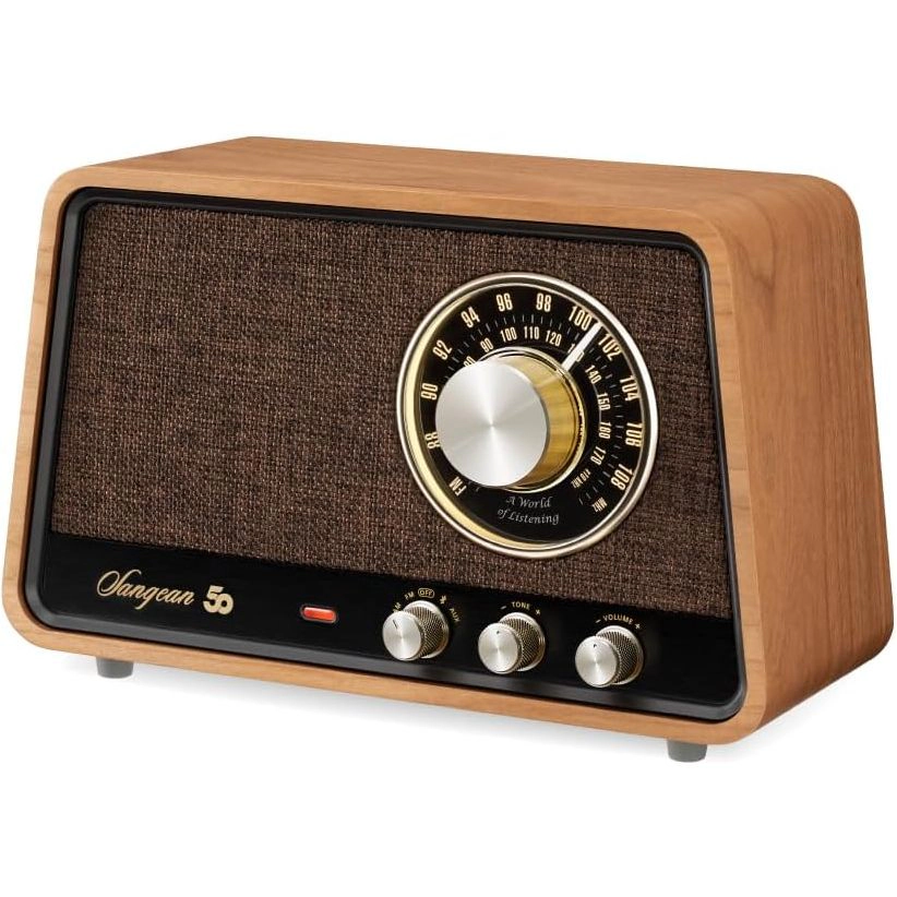 Sangean WR-55 Wooden Cabinet AM/FM Radio with Bluetooth 5.0 and AUX-In, 50th Anniversary Edition