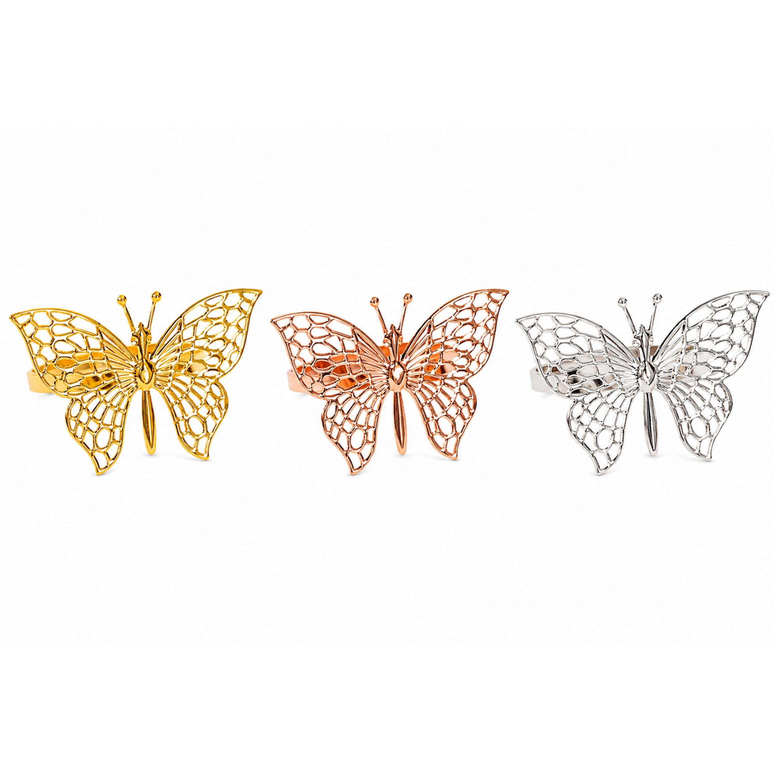 Home Collection Set of 4 Butterfly Metal Napkin Rings