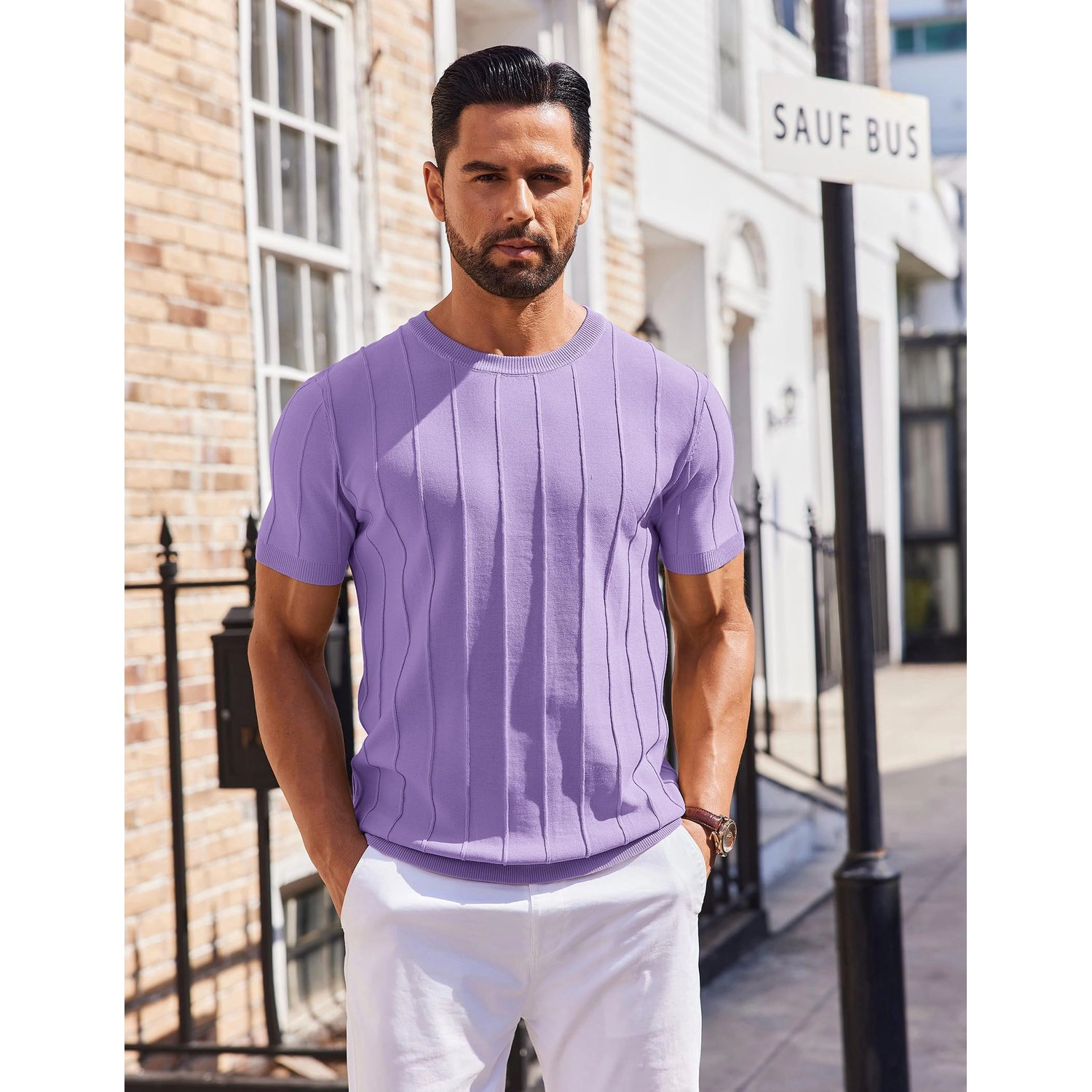 COOFANDY Mens  Short Sleeve Knit Shirt Button Down Camp Collar Textured Tops