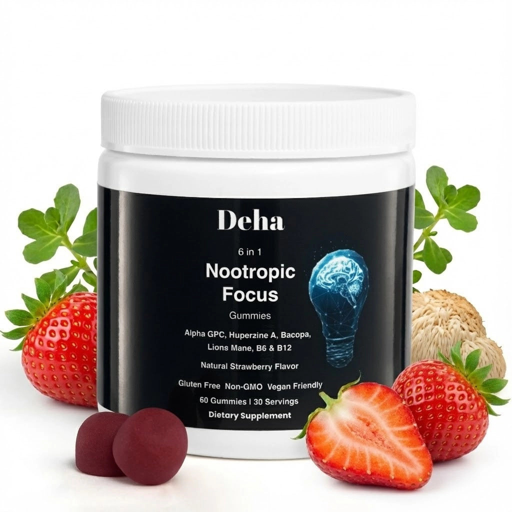 Deha Focus Gummies Nootropic Brain Supplements - Vegan, Non-GMO, Gluten-Free 60 Ct