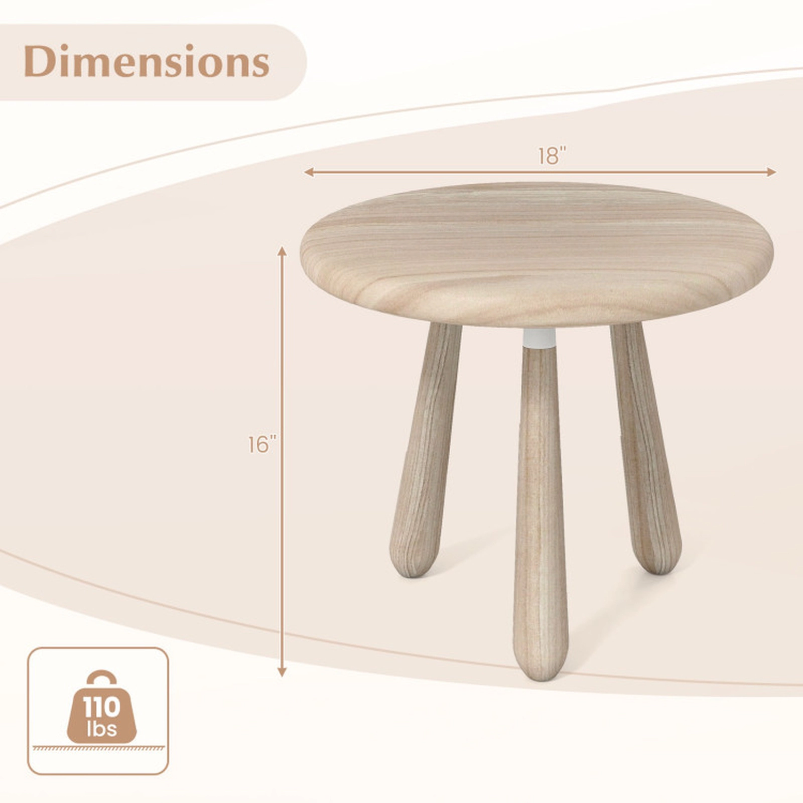 SUGIFT 18-in Round Outdoor Mahogany Wood Side Table 110-lb Capacity Natural Finish