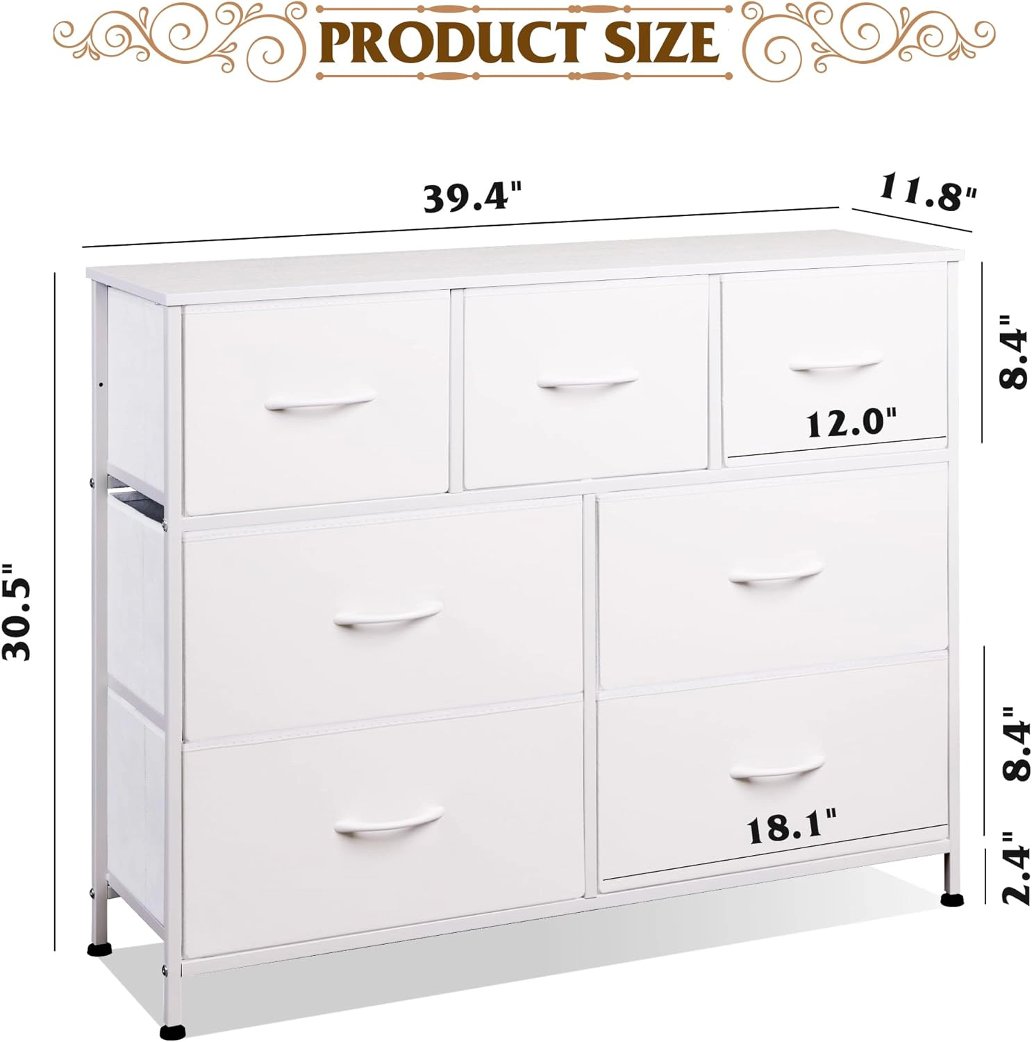WLIVE Living Room Fabric Drawer TV Stand