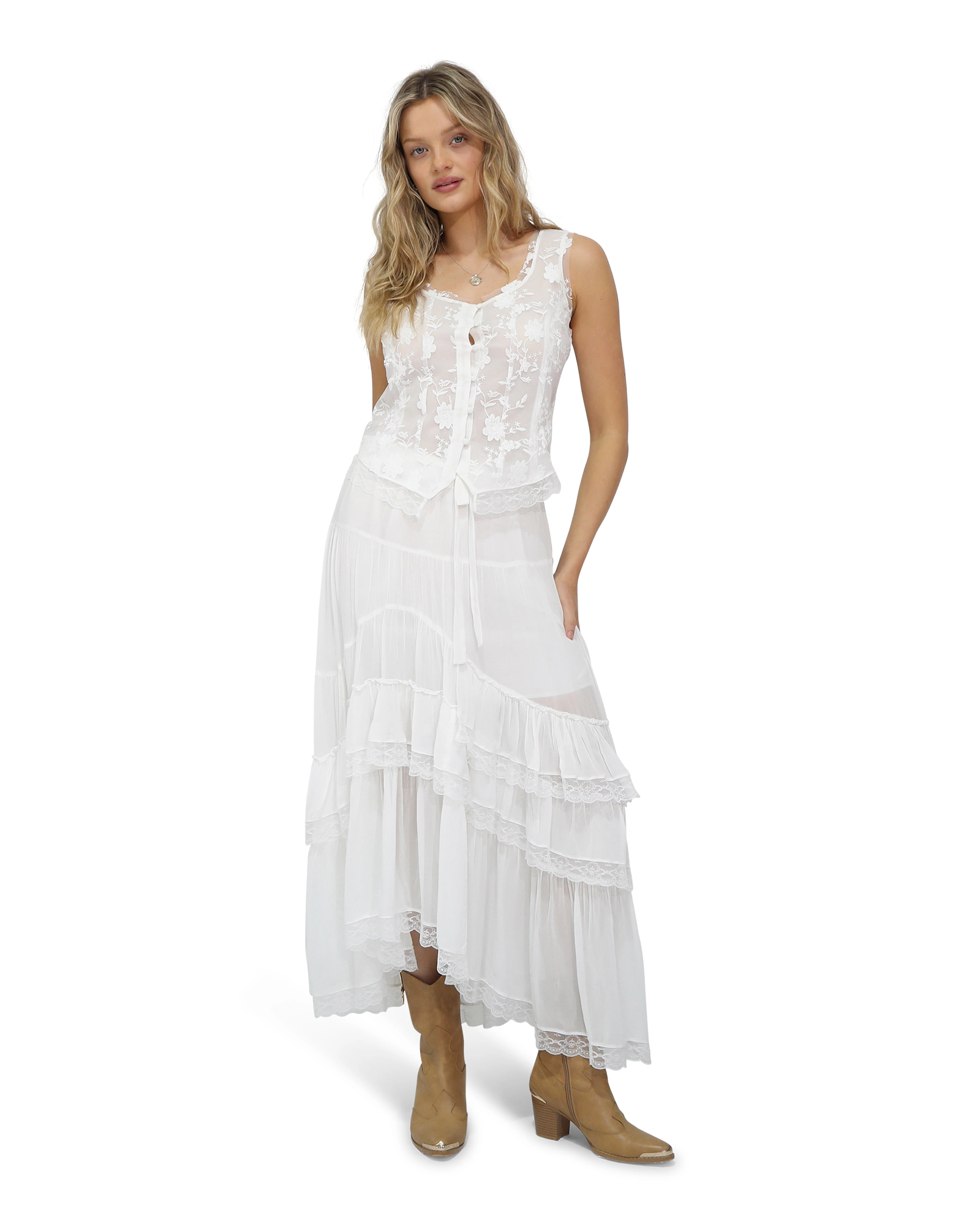 Wanderlace Ruffle Maxi Skirt