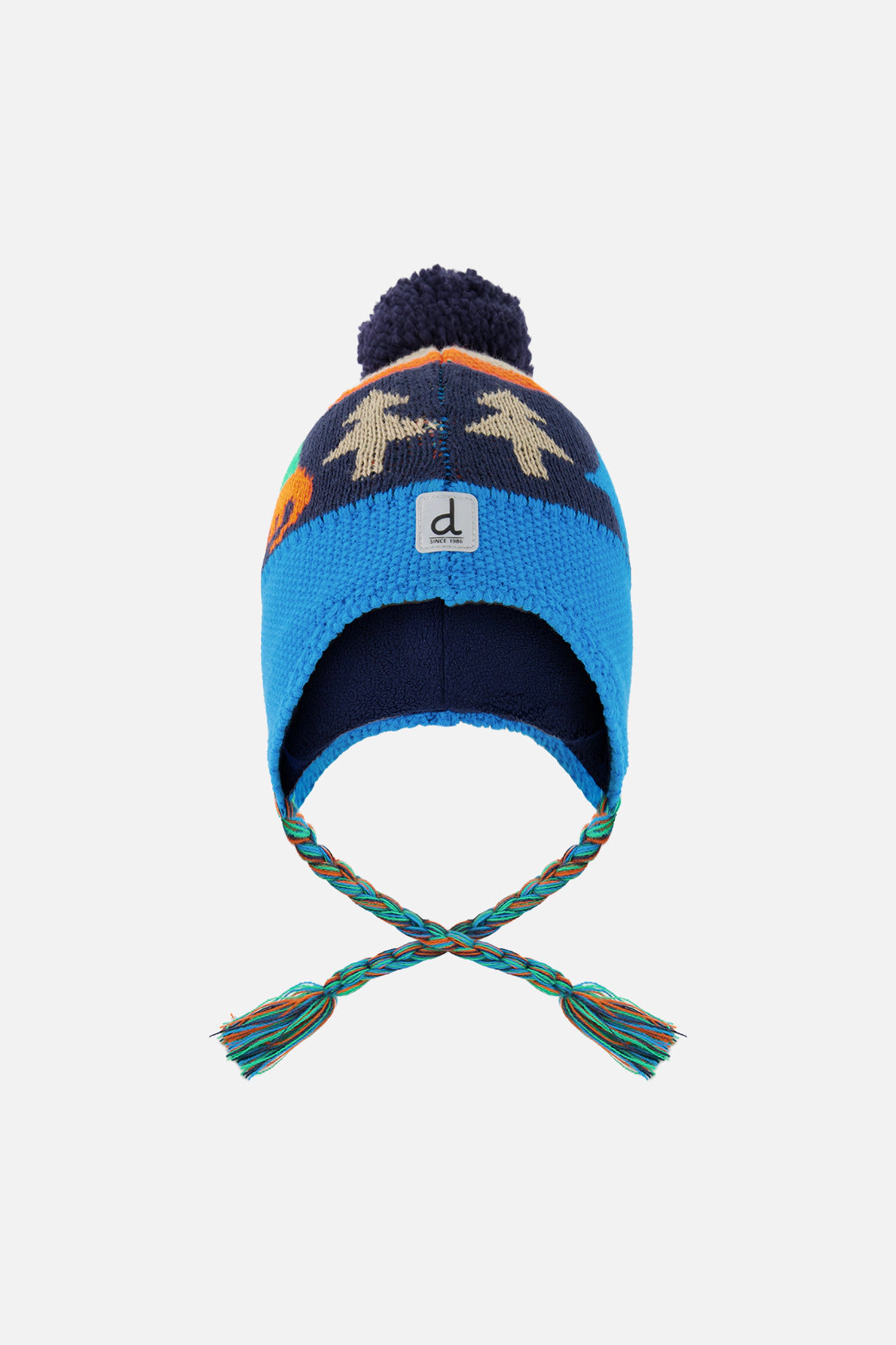 Deux par Boys Dinosaur Print Winter Peruvian Knit Hat with Pompom