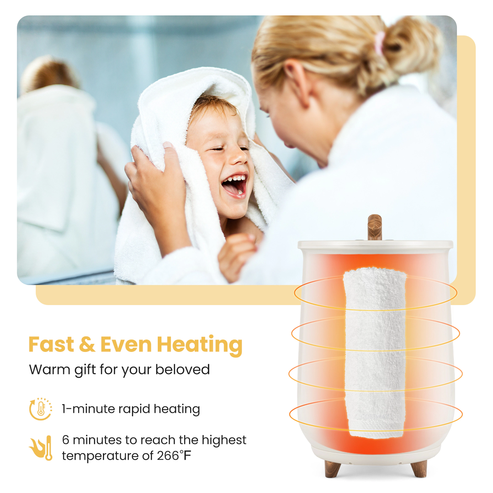 SUGIFT 23L Bucket Style Fragrant Disc Holder 3 Heat Levels Towel Warmer 13.5-in Dia x 21-in 465W 120V Gray