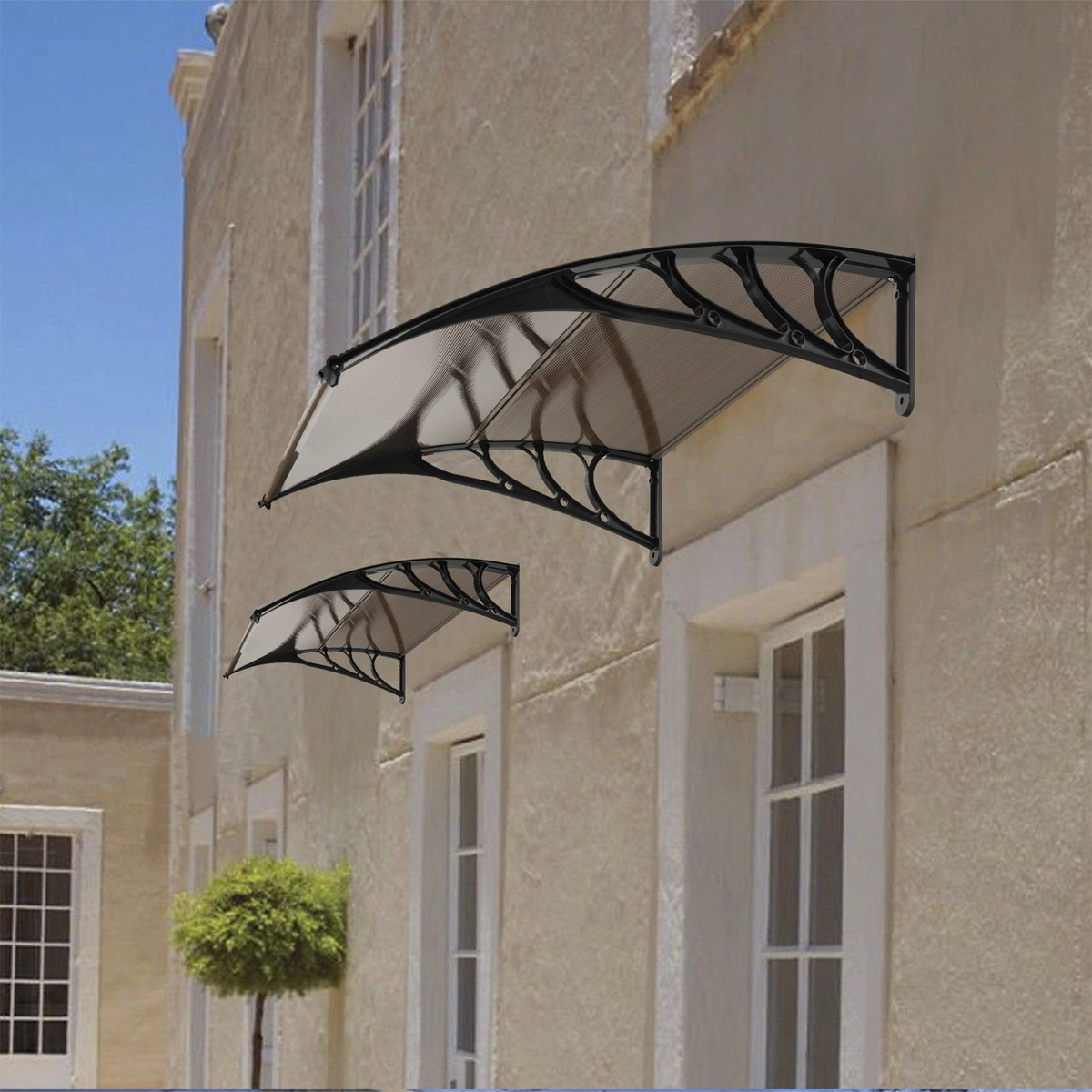 SUGIFT Coffee Polycarbonate Overhang Outdoor Door Awning Canopy