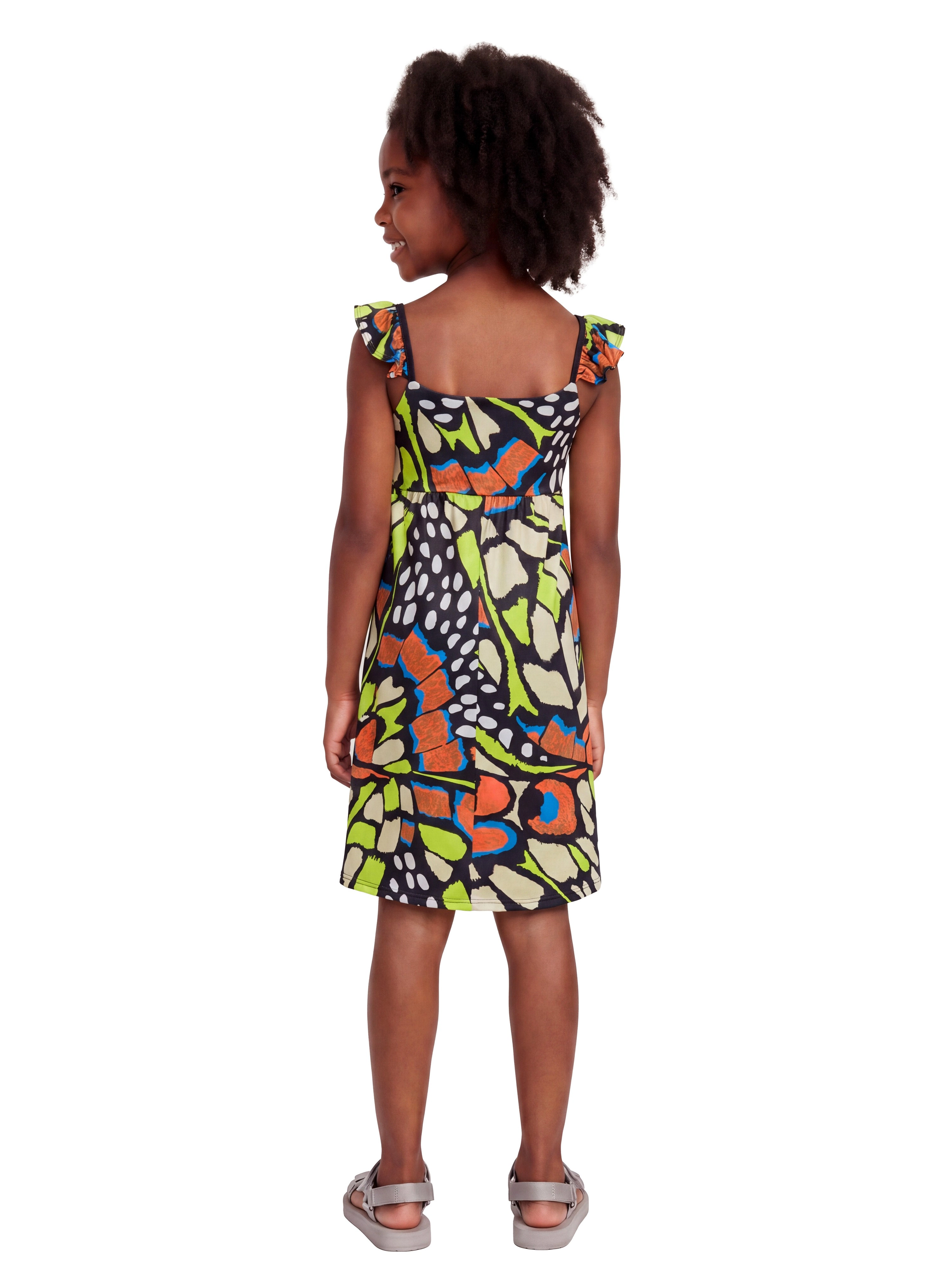 24sevenKid Essential Girls Butterfly Print Empire Waist Sleeveless Dress