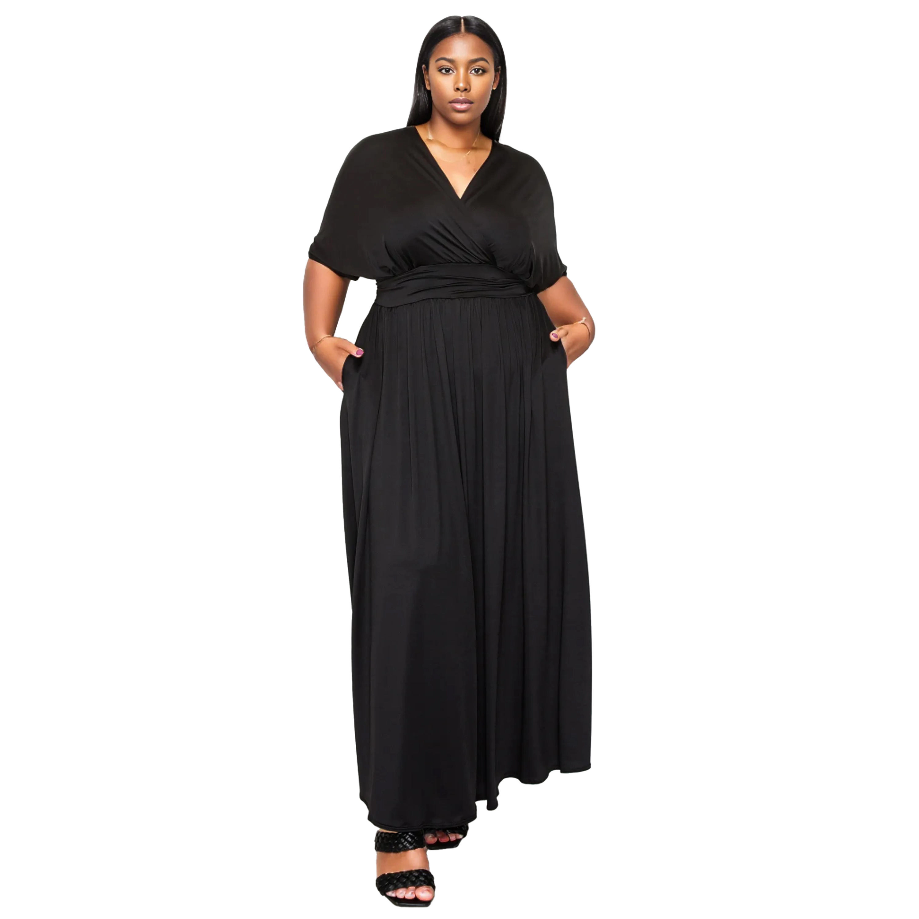 L I V D Women's Plus Raffi Empire Waist Pocket Dress