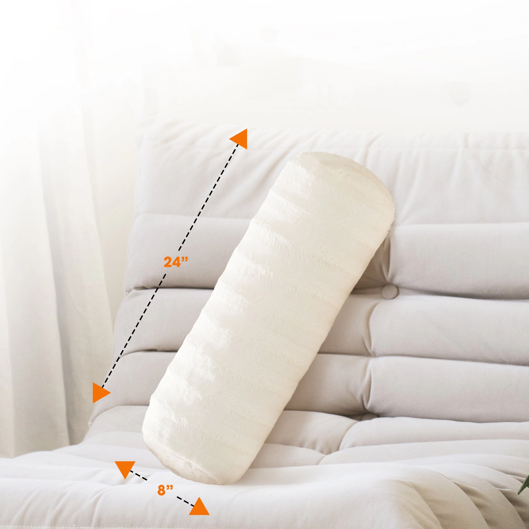 Cheer Collection Set of 2 Faux Fur Decorative Bolster Roll Pillows