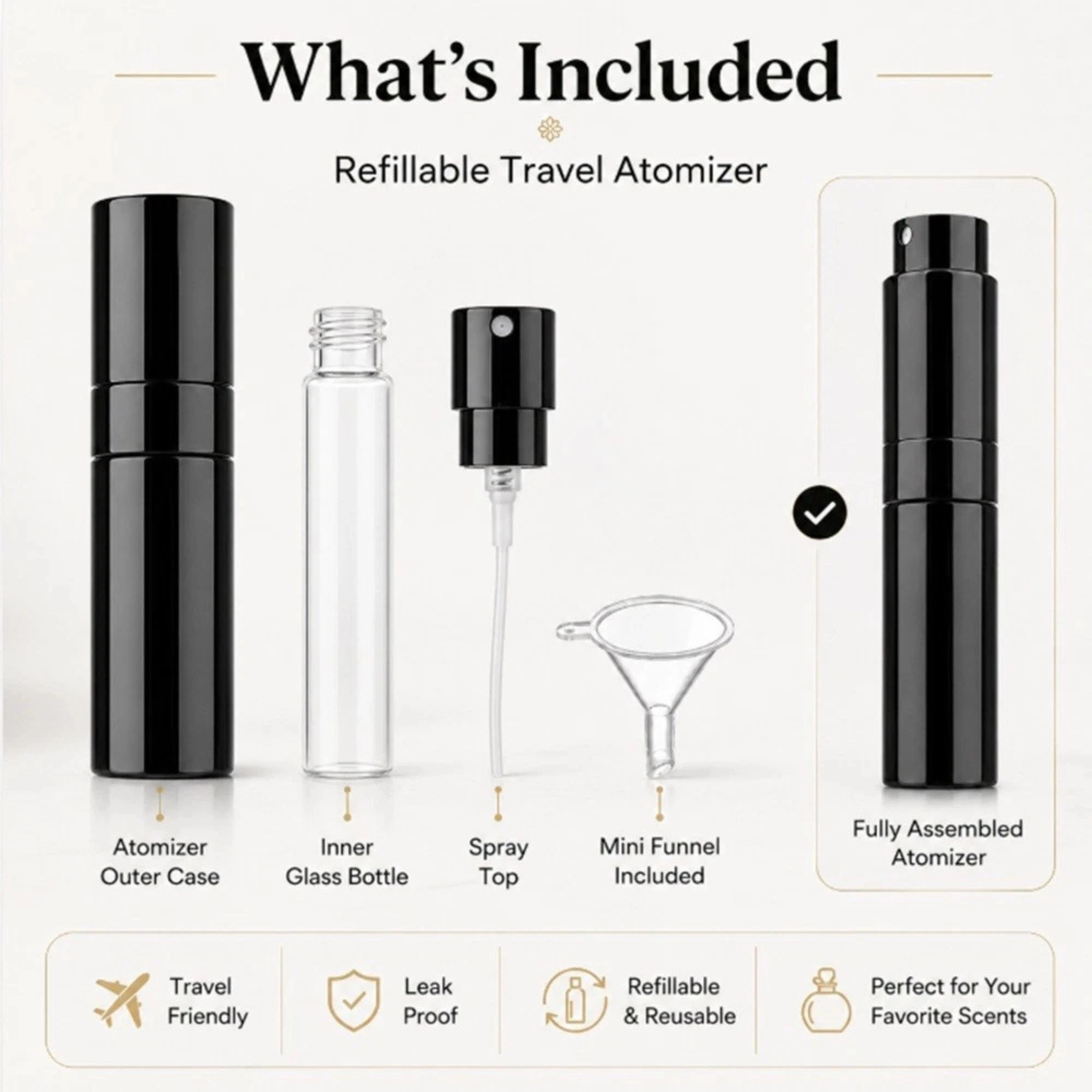 Home Collection 8ml Refillable Perfume Atomizer Portable Travel Spray Bottle