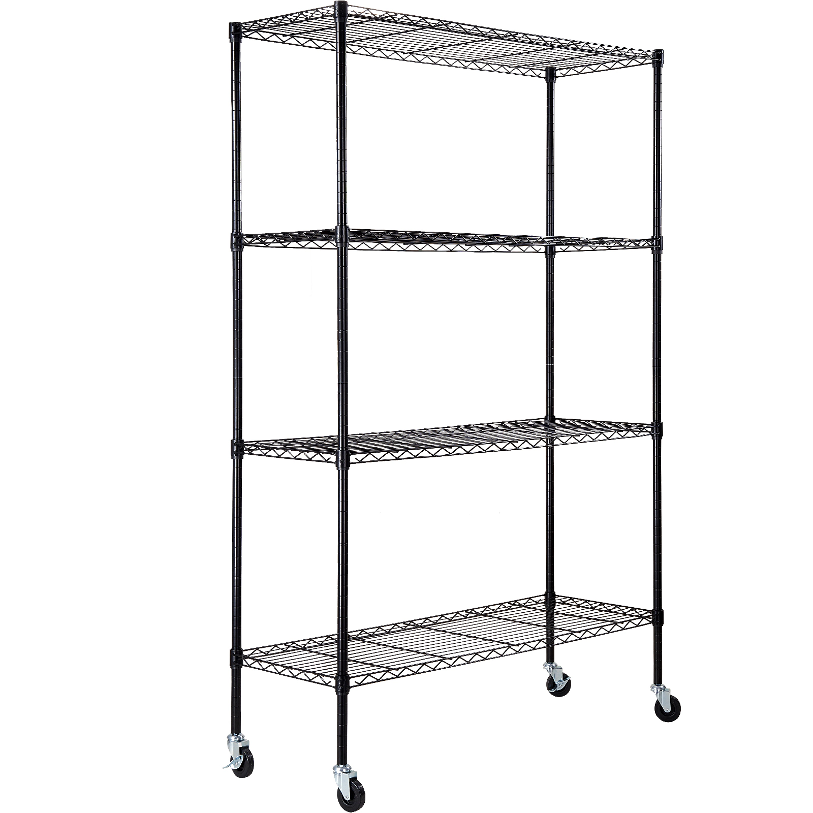 Flynama 4 Tier Heavy Duty Metal Wire Shelving 700 LBS 74 in H with Rolling Wheels for Garage