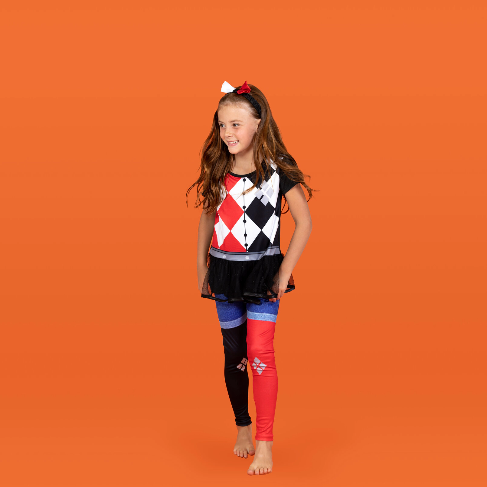 WARNER BROS Justice League Harley Quinn Girls' Cosplay Tutu T-Shirt and Leggings Set