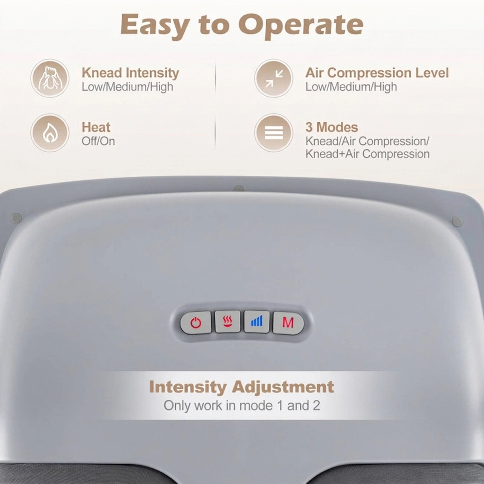 SUGIFT Shiatsu Foot Massager with Heat Air Compression 3 Kneading Intensities and Dust-Proof Cover