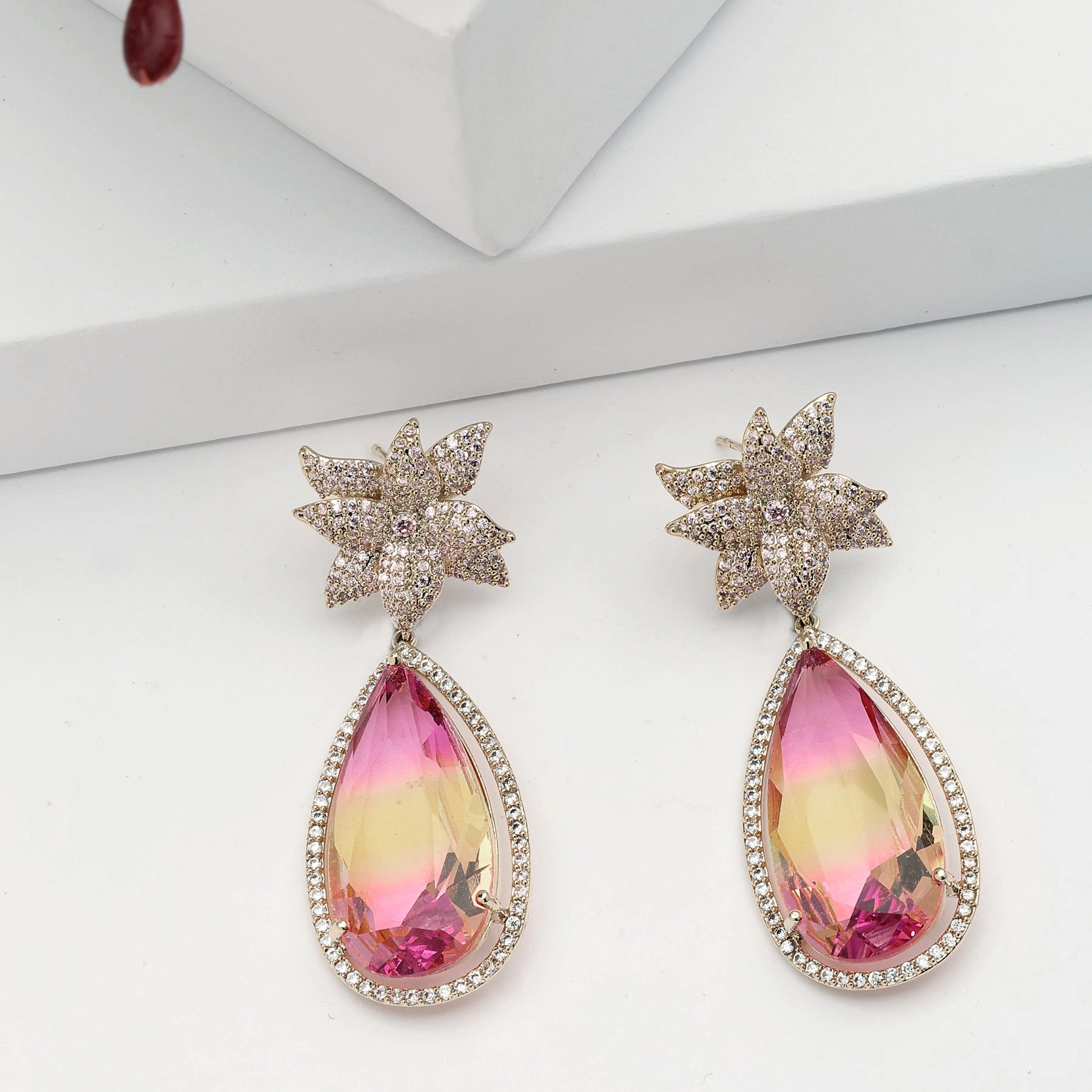 AGP PARIS Womens Diva Floral Raindrop Earrings