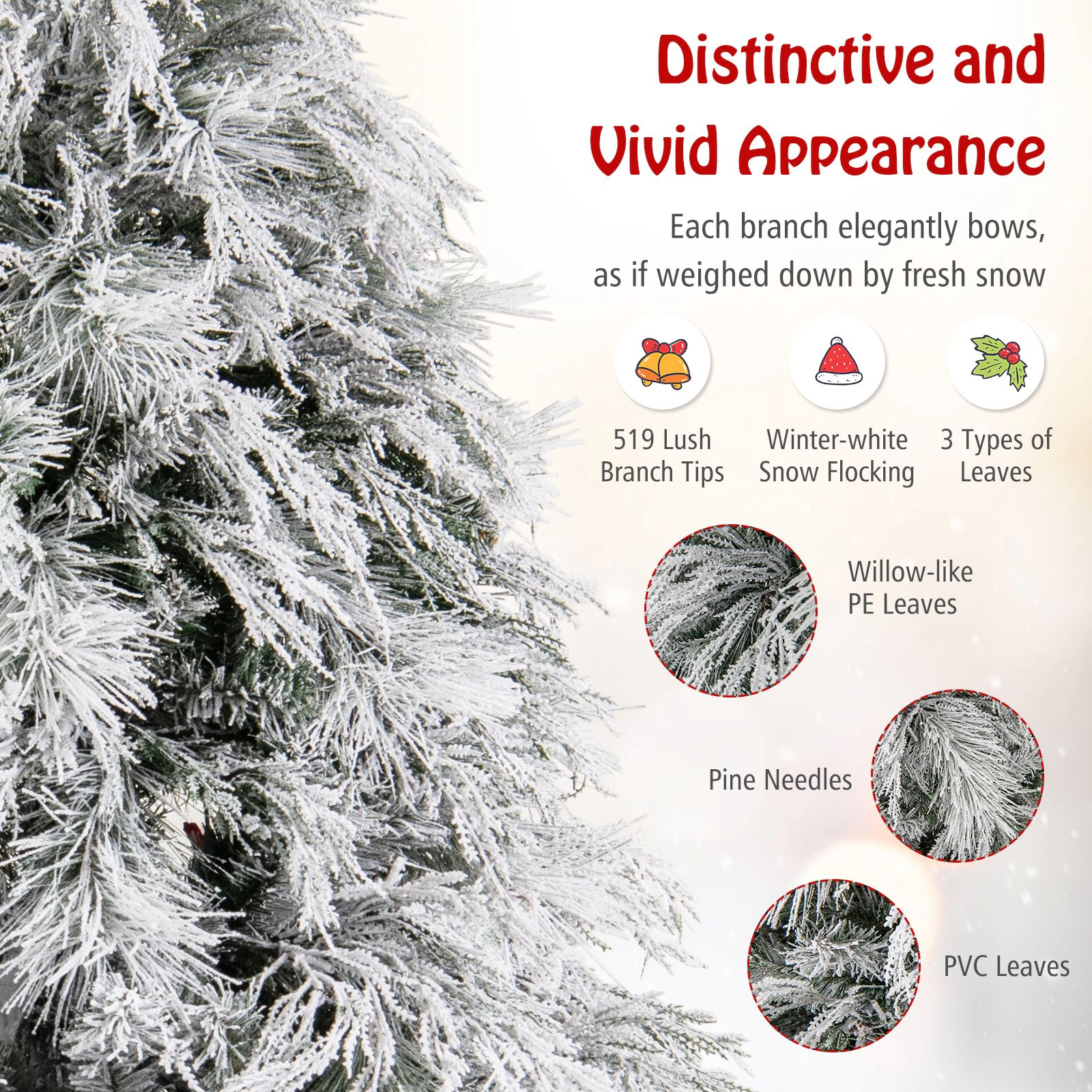 SlickBlue White Green Artificial Christmas Tree with Hinged Branches