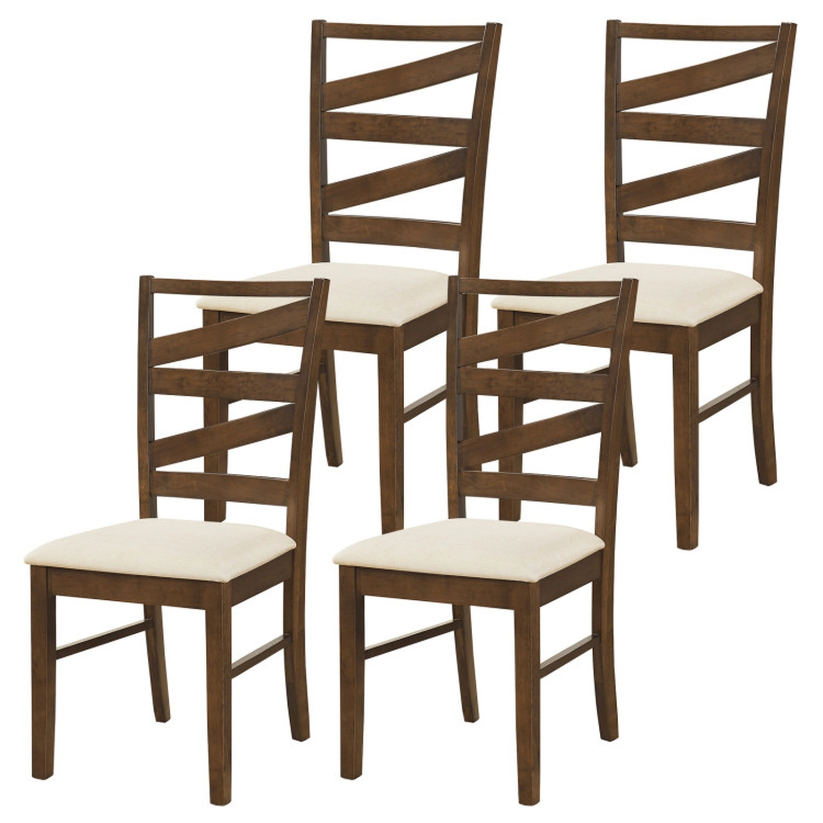 SUGIFT Tall Ladder Back and Linen Padded Seat 330-lb Set of 4 Rubber Wood Dining Chairs