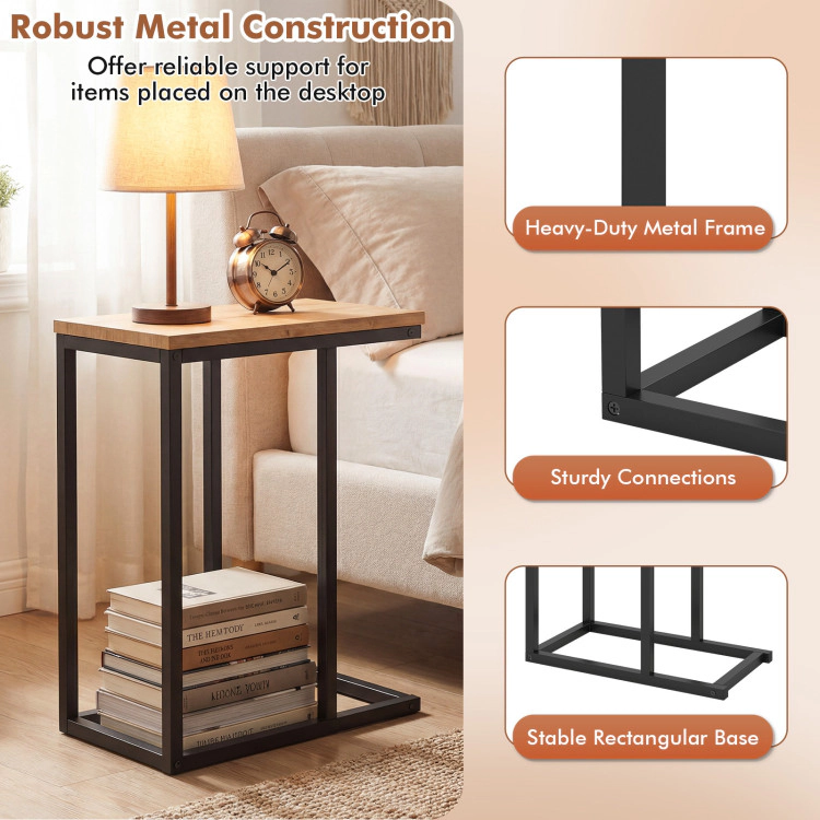 Hivvago C-Shaped End Table Small Side With Sturdy Metal Frame