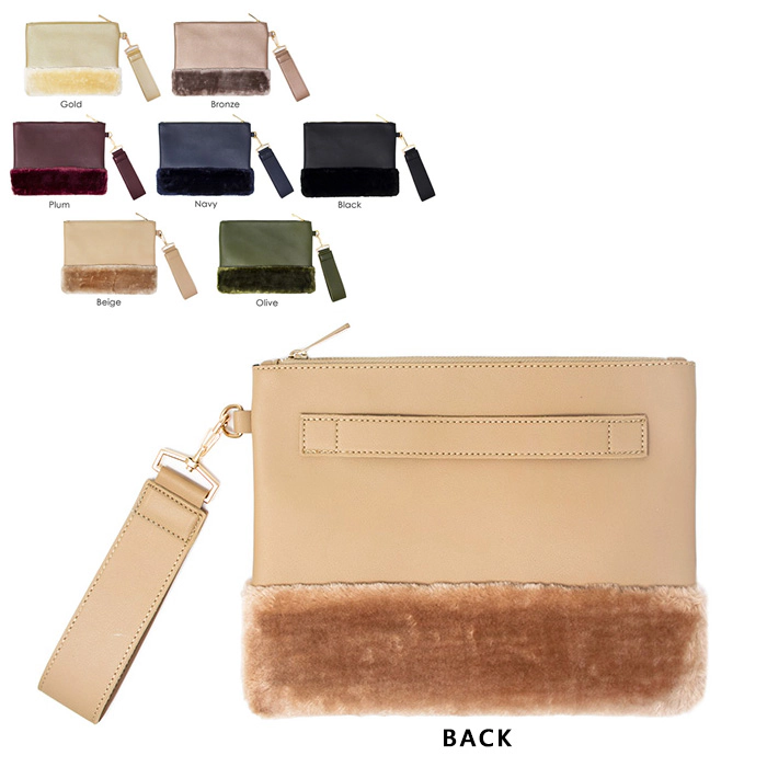 Fashnzfab Solid Fur Clutch Bag