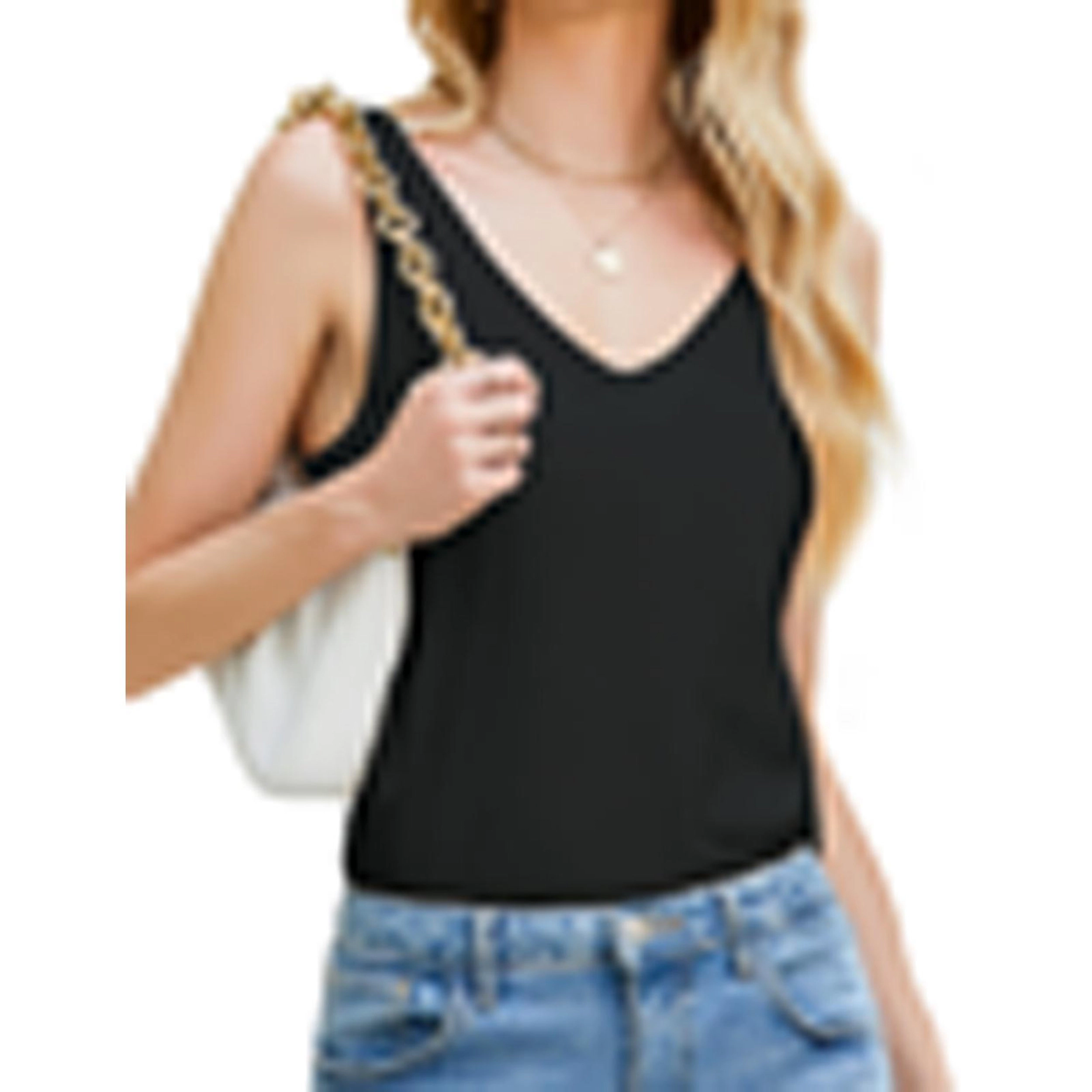Ekouaer Womens Tank Tops V Neck Casual Cami Sleeveless Camisole Summer Basic