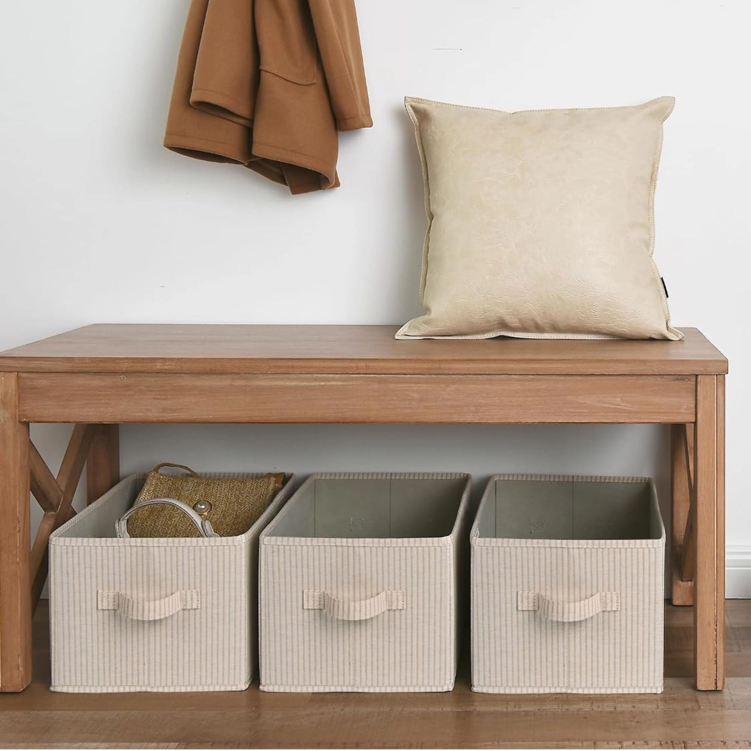 Stock Preferred Pack of 3 Large Natural Fiber Shelf Organizer Storage Bins