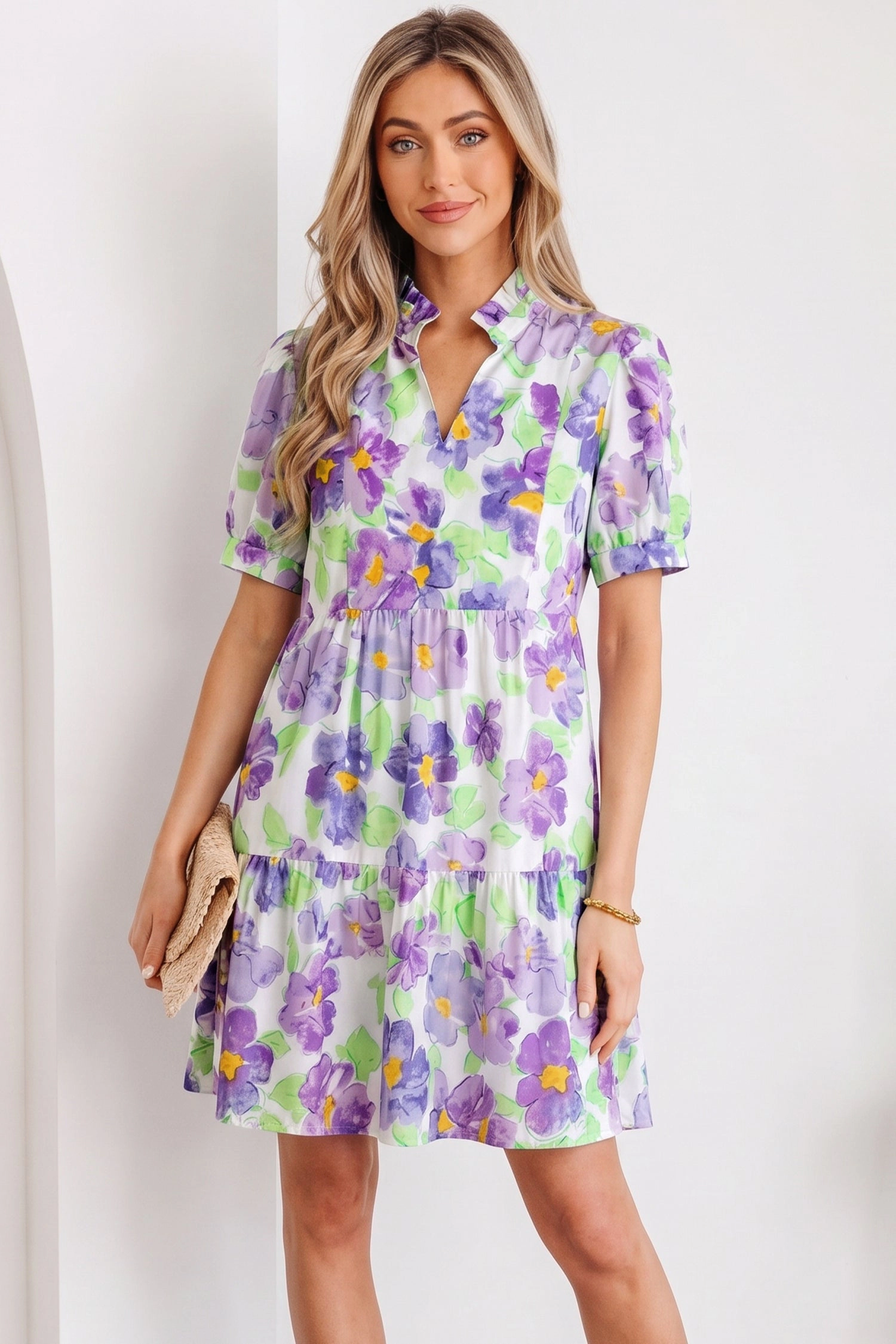 Threaded Pear Penelope Tiered Ruffle Mini Dress