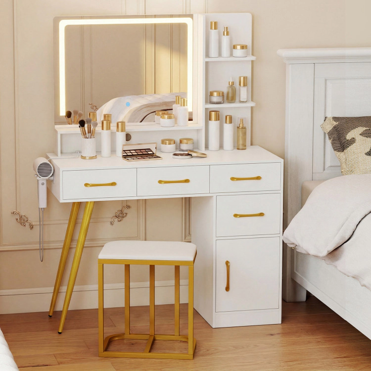 Hivvago Vanity Set With Mirror And Lights And Table With Adjustable Brightness