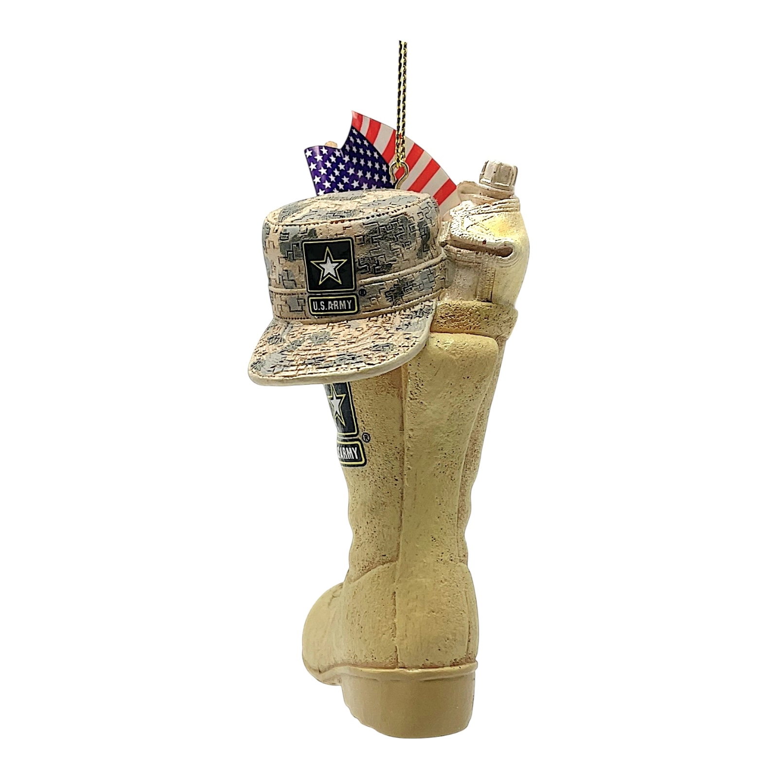 Kurt Adler US Army Boot with USA American Flag and Icons Resin Christmas Tree Ornament 4.75 inch
