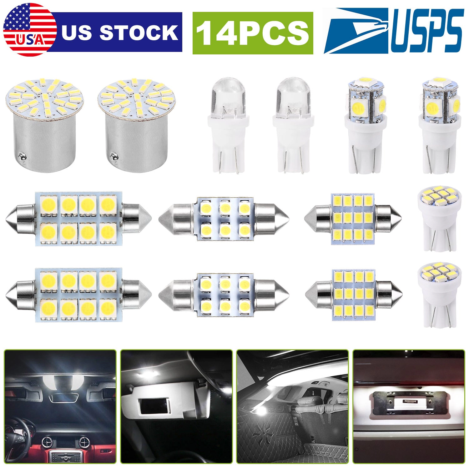 GBruno 14-Piece LED Car Interior Light Bulb Kit