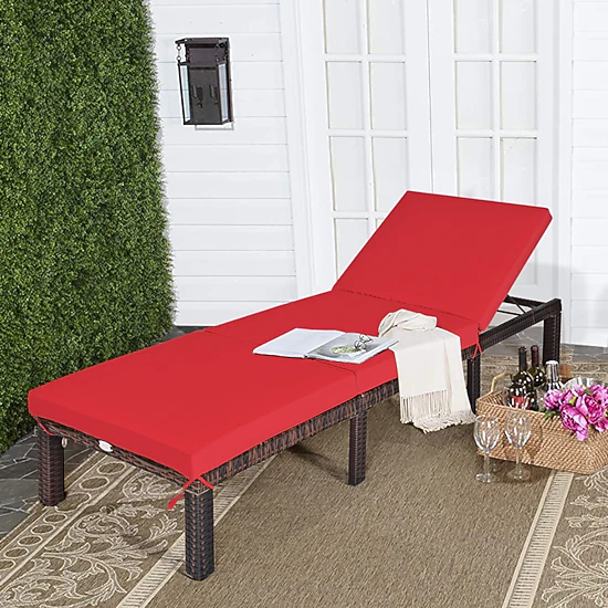 LJG Outdoor Rattan Adjustable Cushioned Chaise
