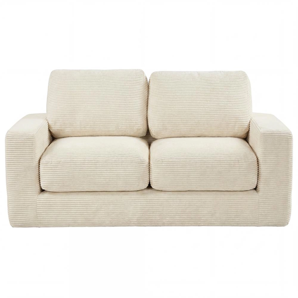 Hivvago 2-Seater Floor Couch Loveseat Foam Sofa With Removable Corduroy Cover