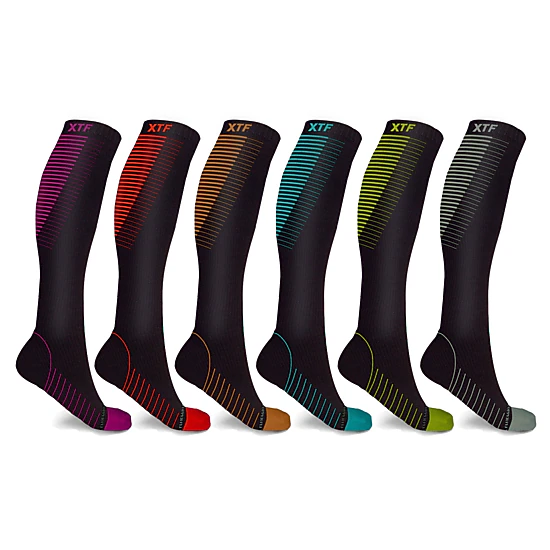 Extreme Fit Copper Compression Socks - Knee High For Running, Athtletics, Travel - 6 Pair