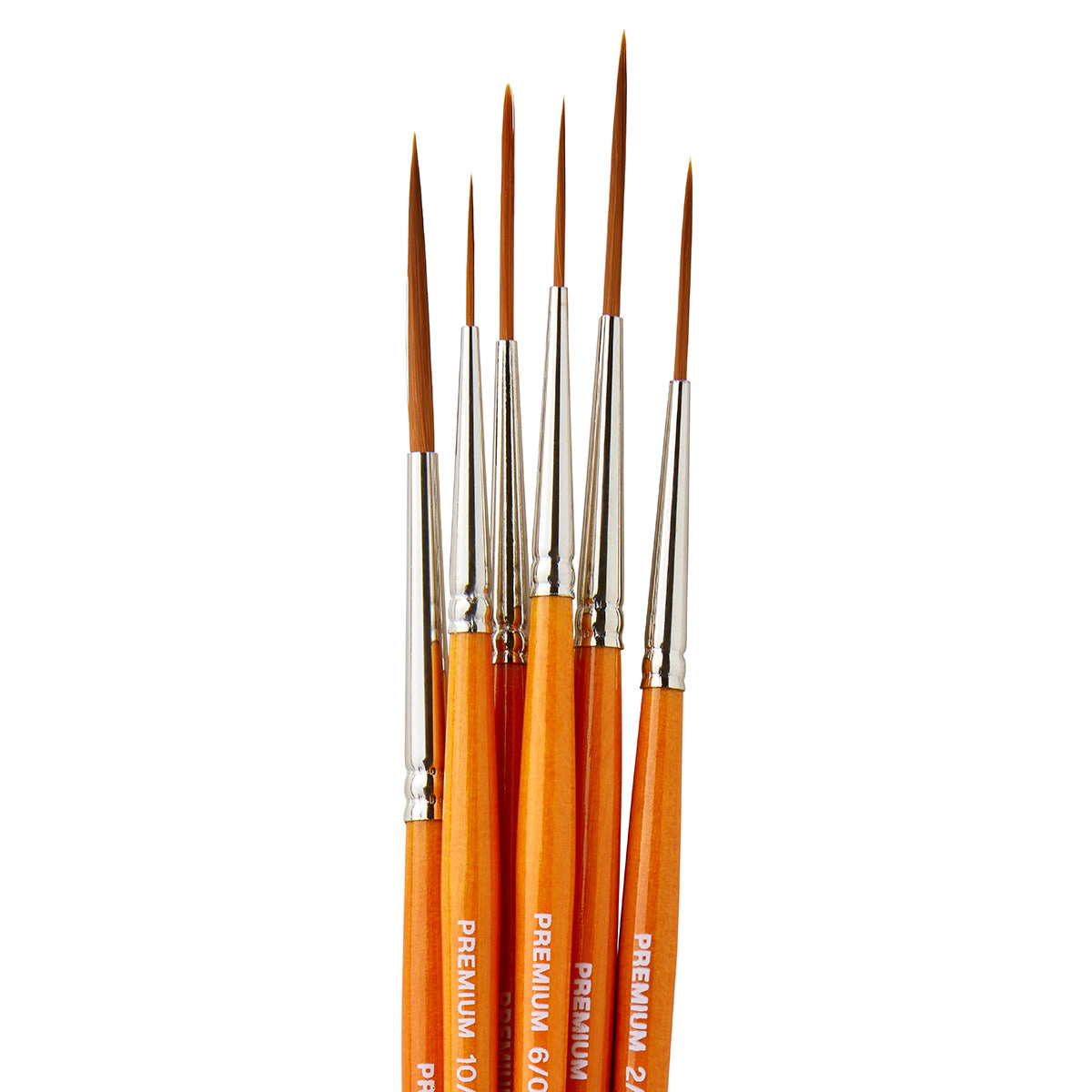 KINGART Radiant 6050 Script Liner Brush Set - 6 Pc, Golden Synthetic Taklon
