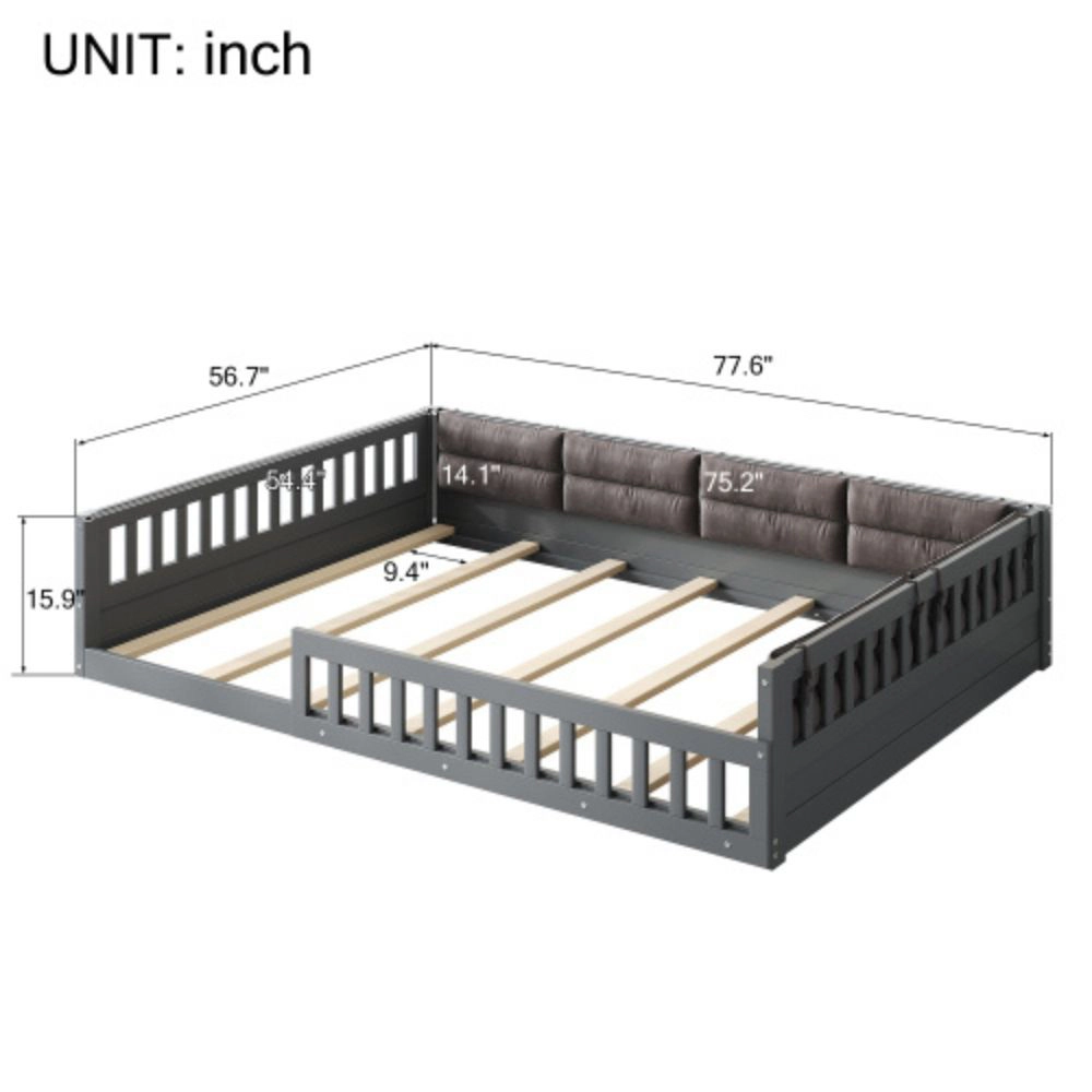 GOODSILO Full Size Solid Wood Low Profile Queen Bed Frame